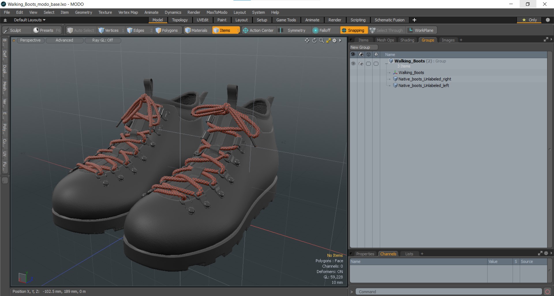 3D Walking Boots model