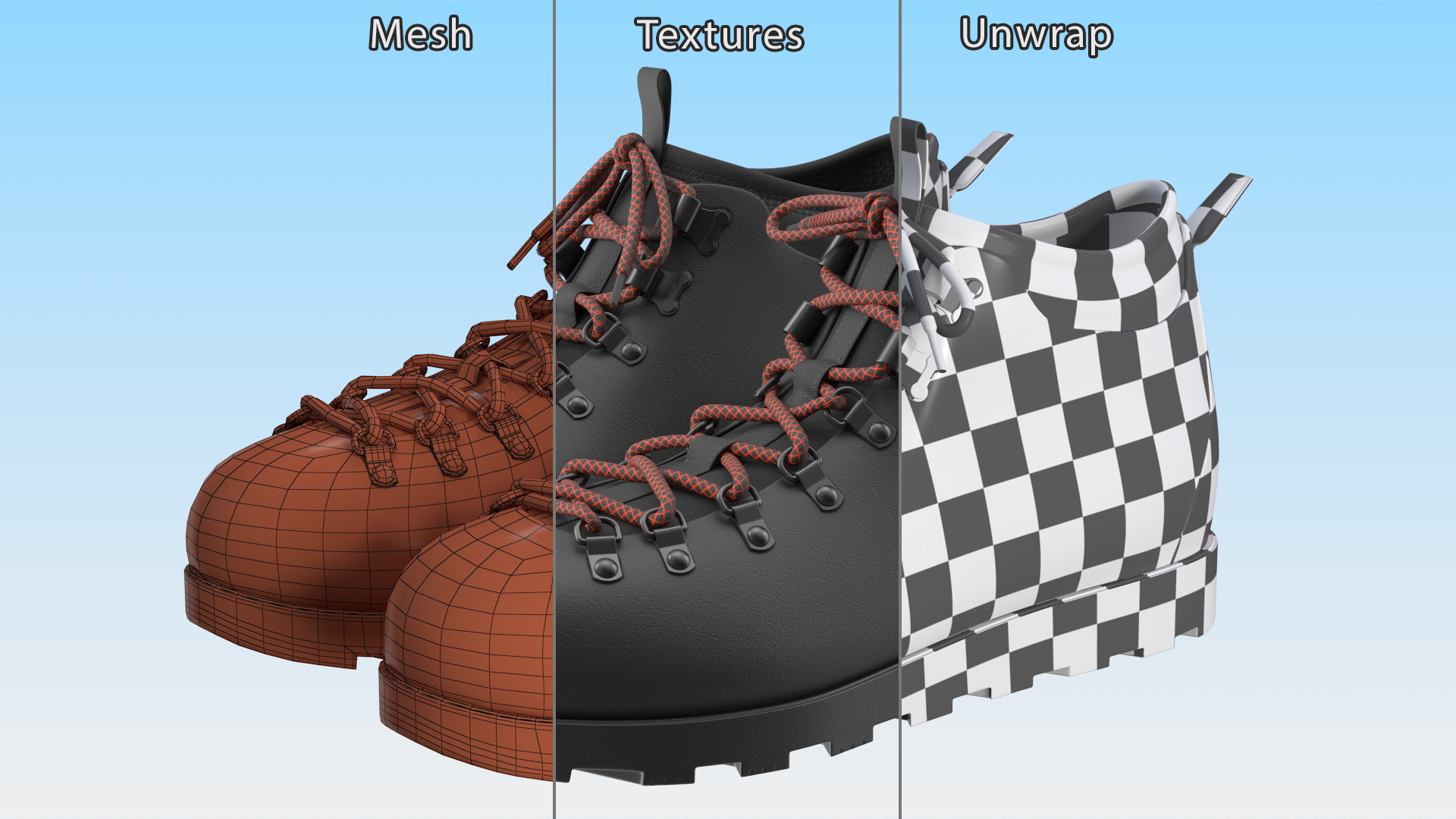 3D Walking Boots model