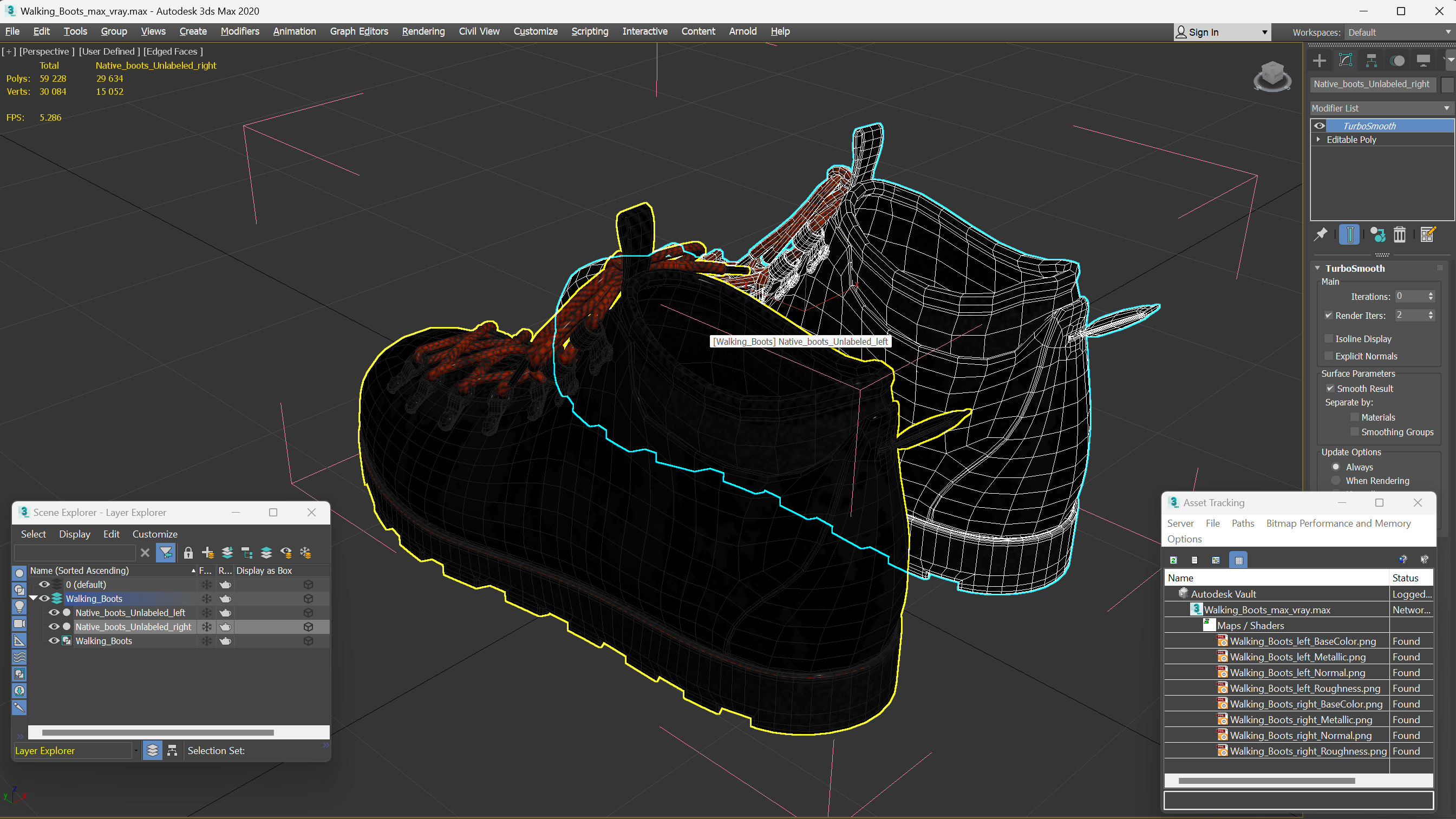 3D Walking Boots model