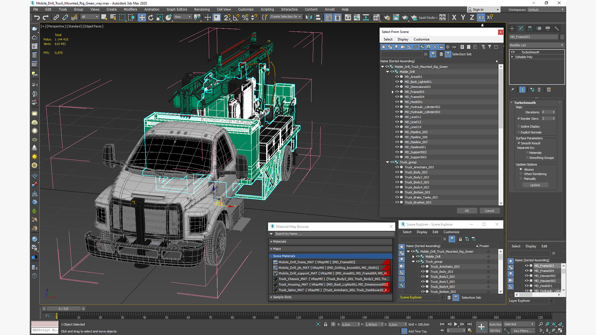 3D Mobile Drill Truck Mounted Rig Green