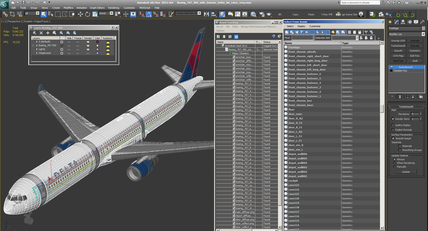 Boeing 767 400 with Interior Delta Air Lines 3D model