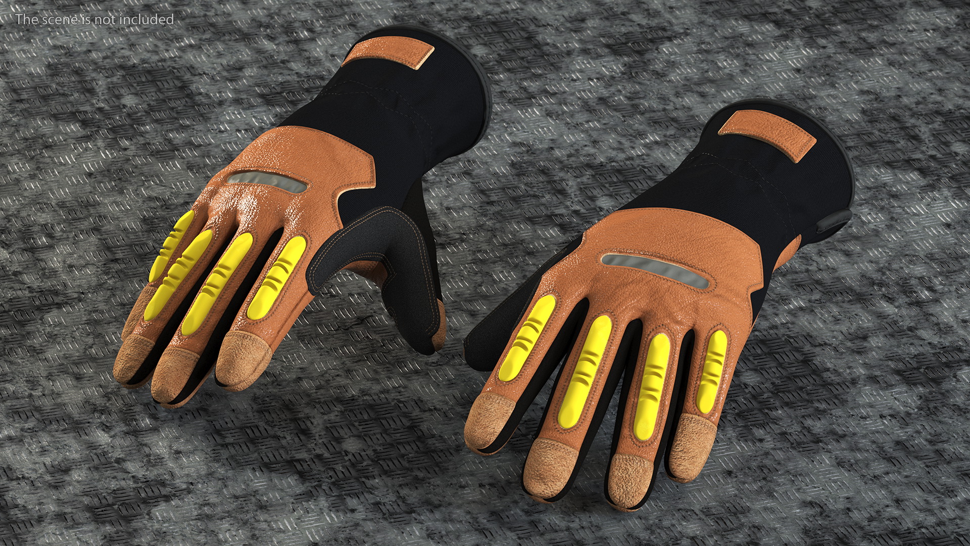 3D model Safety Leather Neoprene Gloves with Knuckle Guards