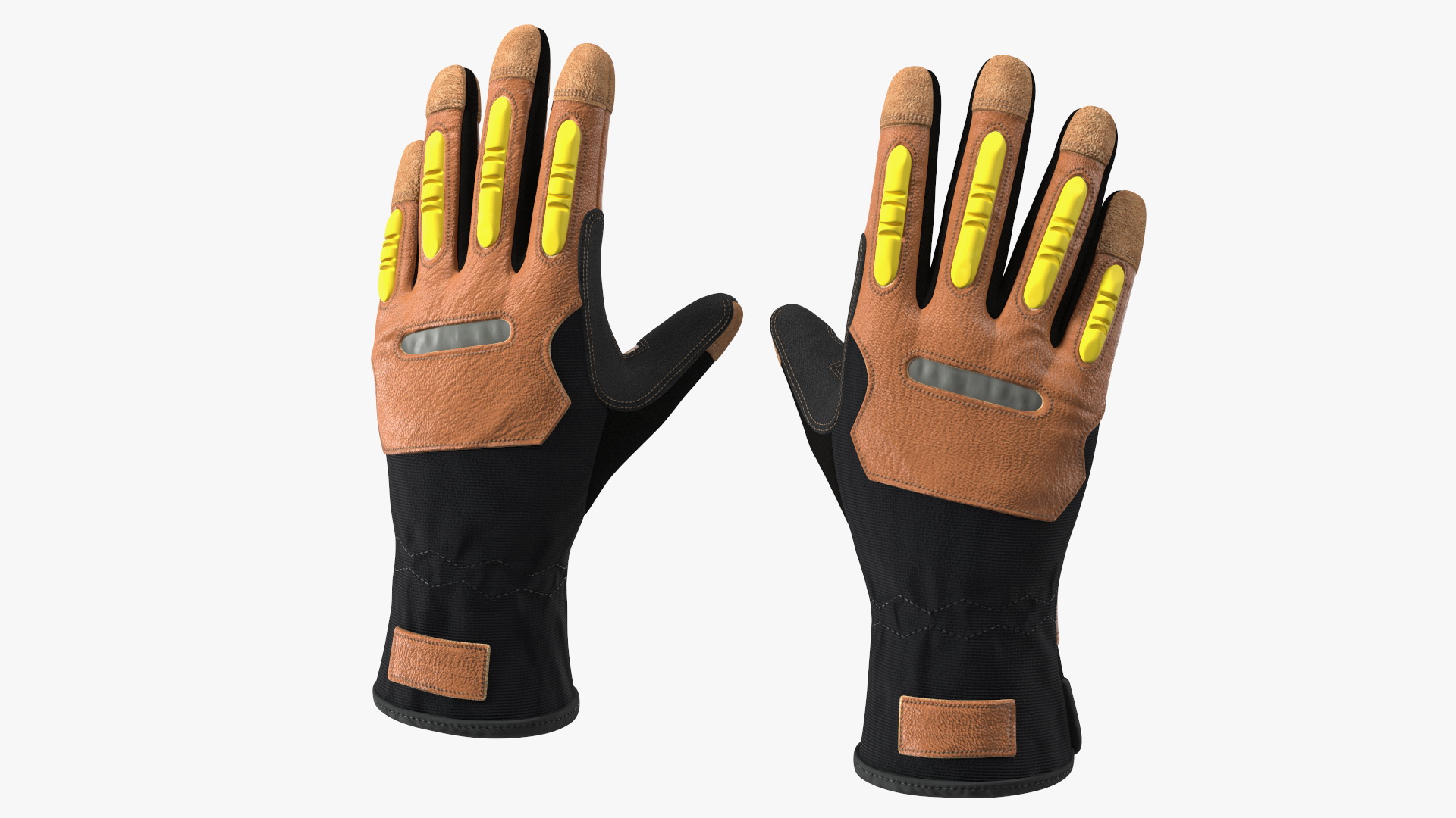 3D model Safety Leather Neoprene Gloves with Knuckle Guards