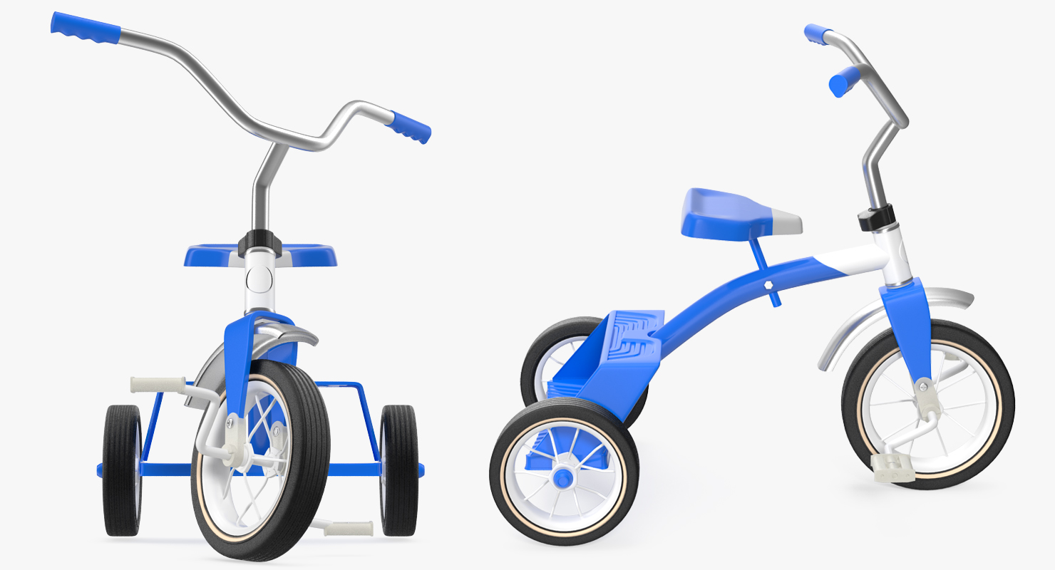 3D Classic Blue Tricycle Generic Rigged