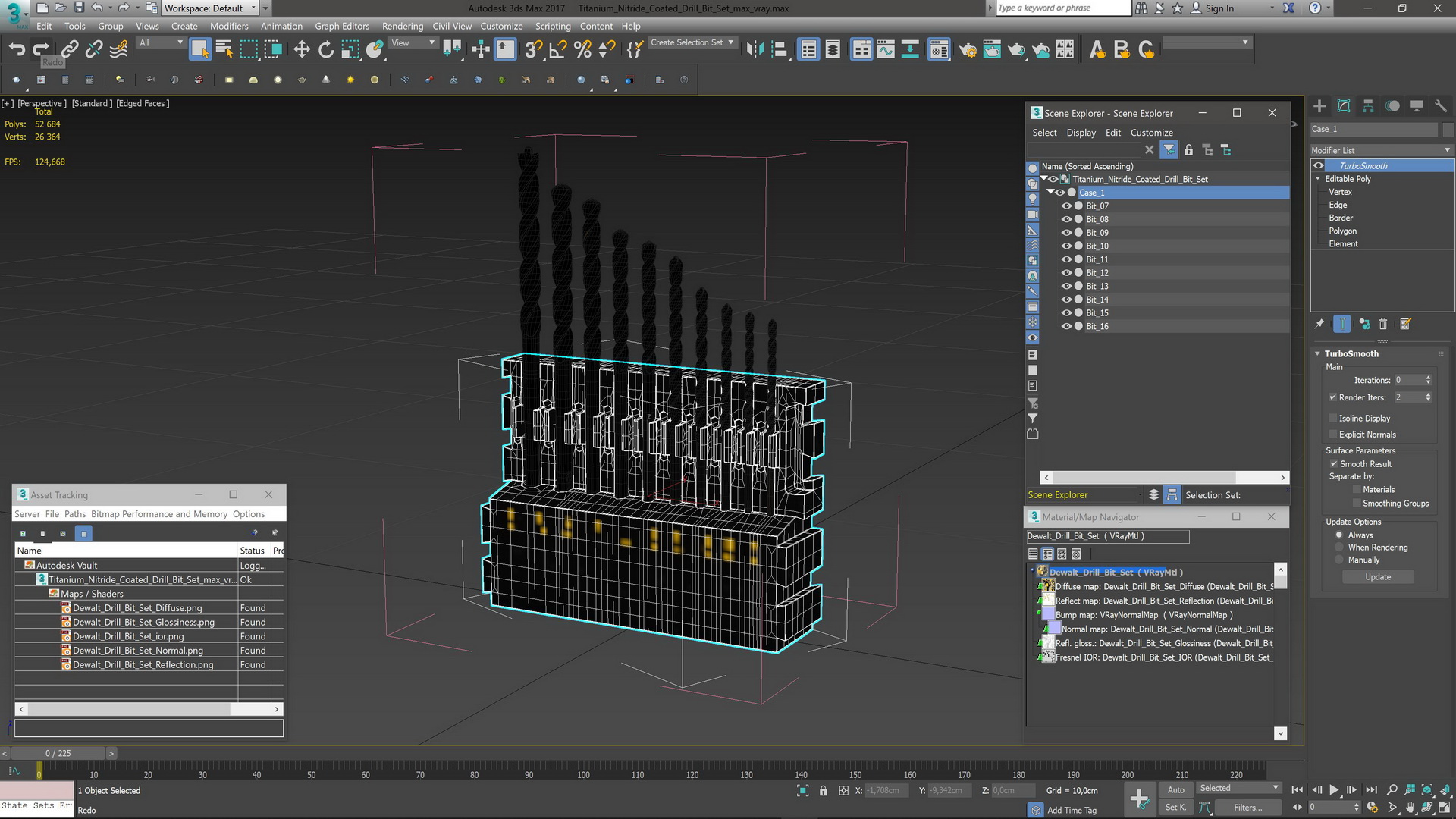 Titanium Nitride Coated Drill Bit Set 3D