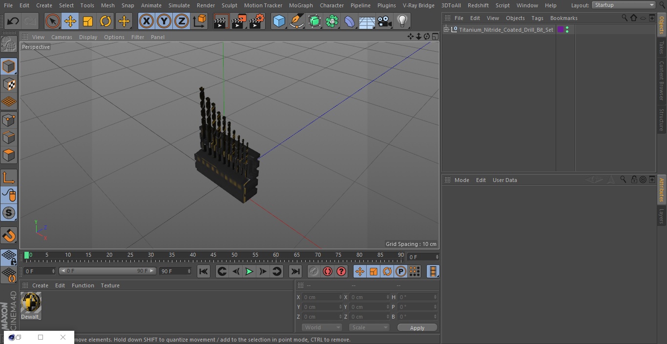 Titanium Nitride Coated Drill Bit Set 3D