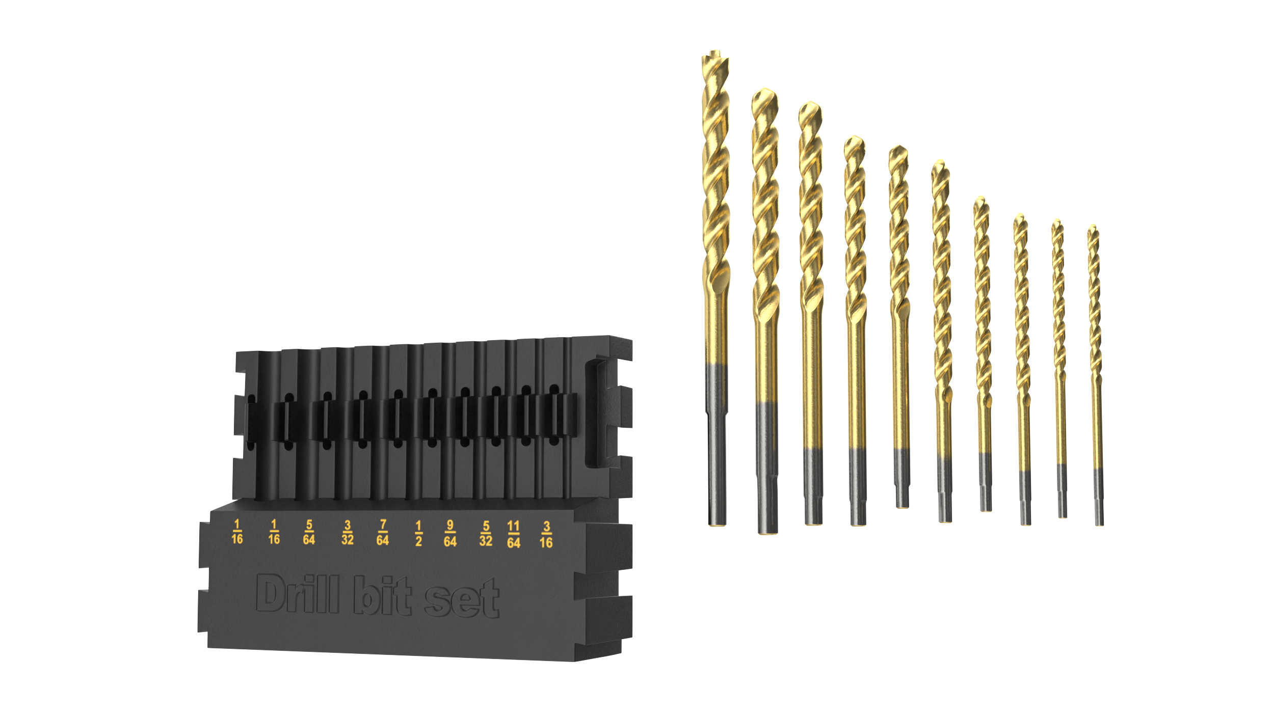 Titanium Nitride Coated Drill Bit Set 3D