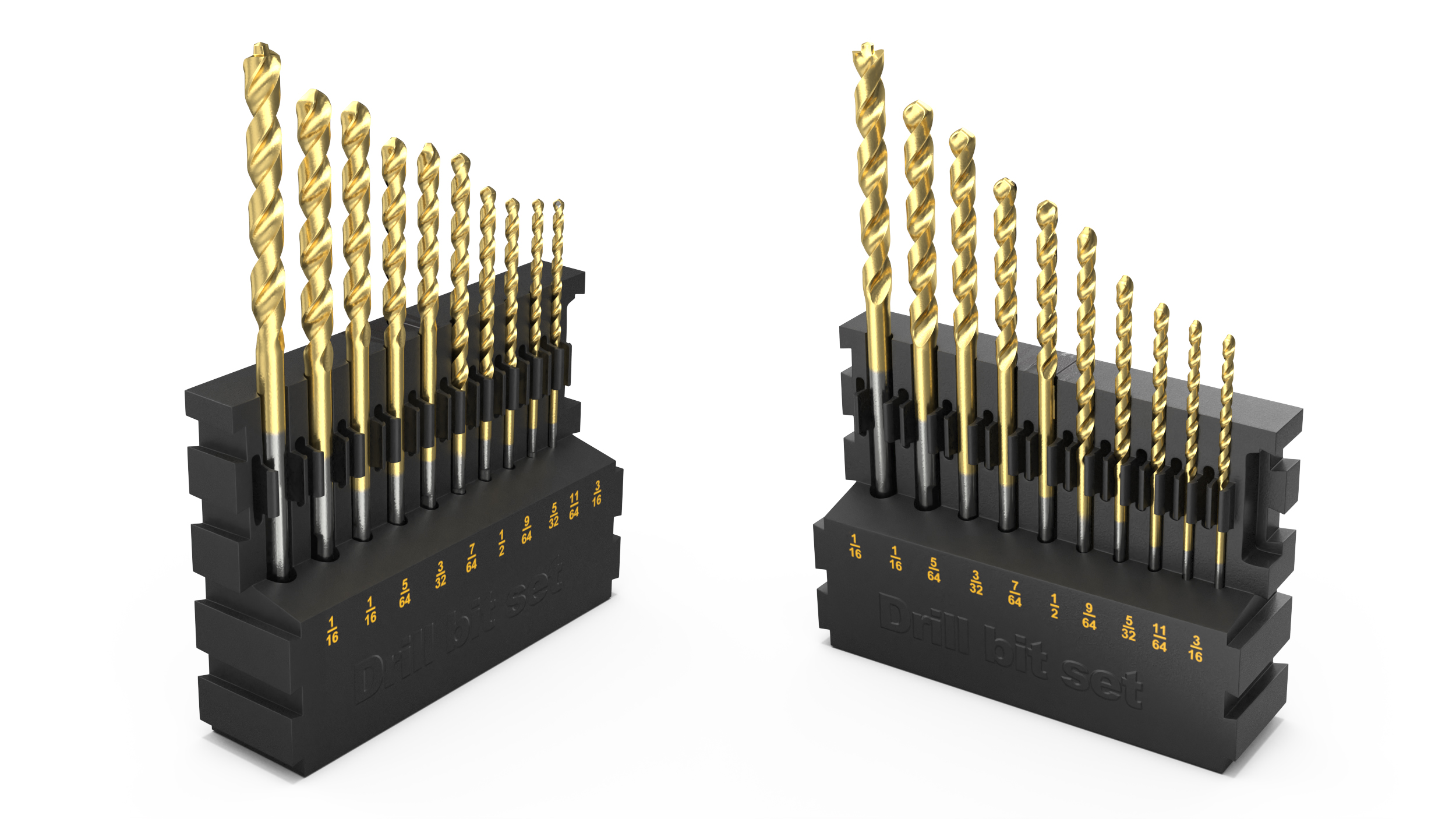 Titanium Nitride Coated Drill Bit Set 3D