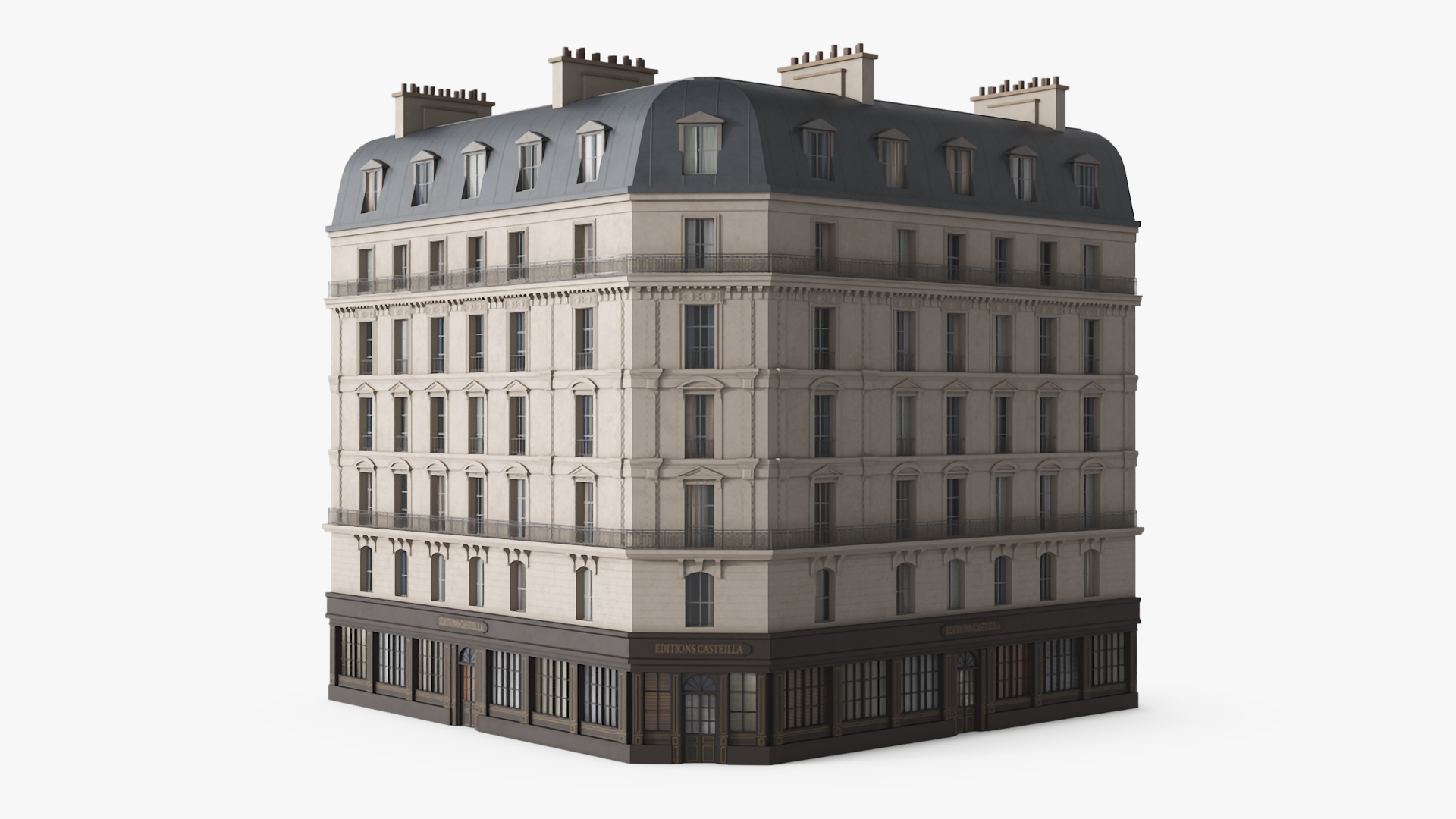 3D Paris Corner Traditional Building model