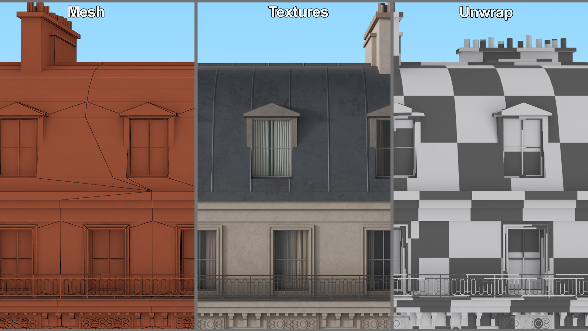 3D Paris Corner Traditional Building model