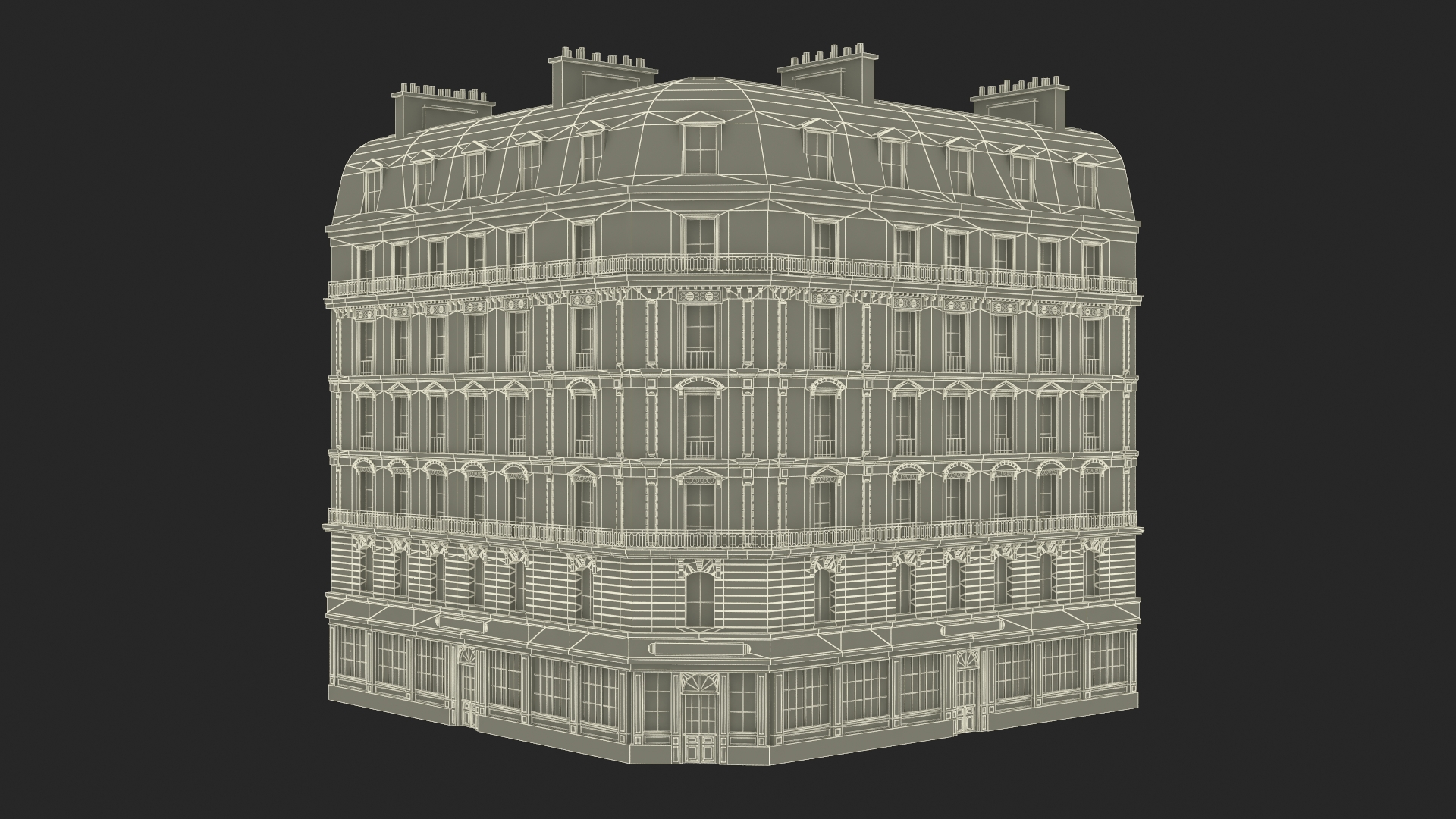 3D Paris Corner Traditional Building model