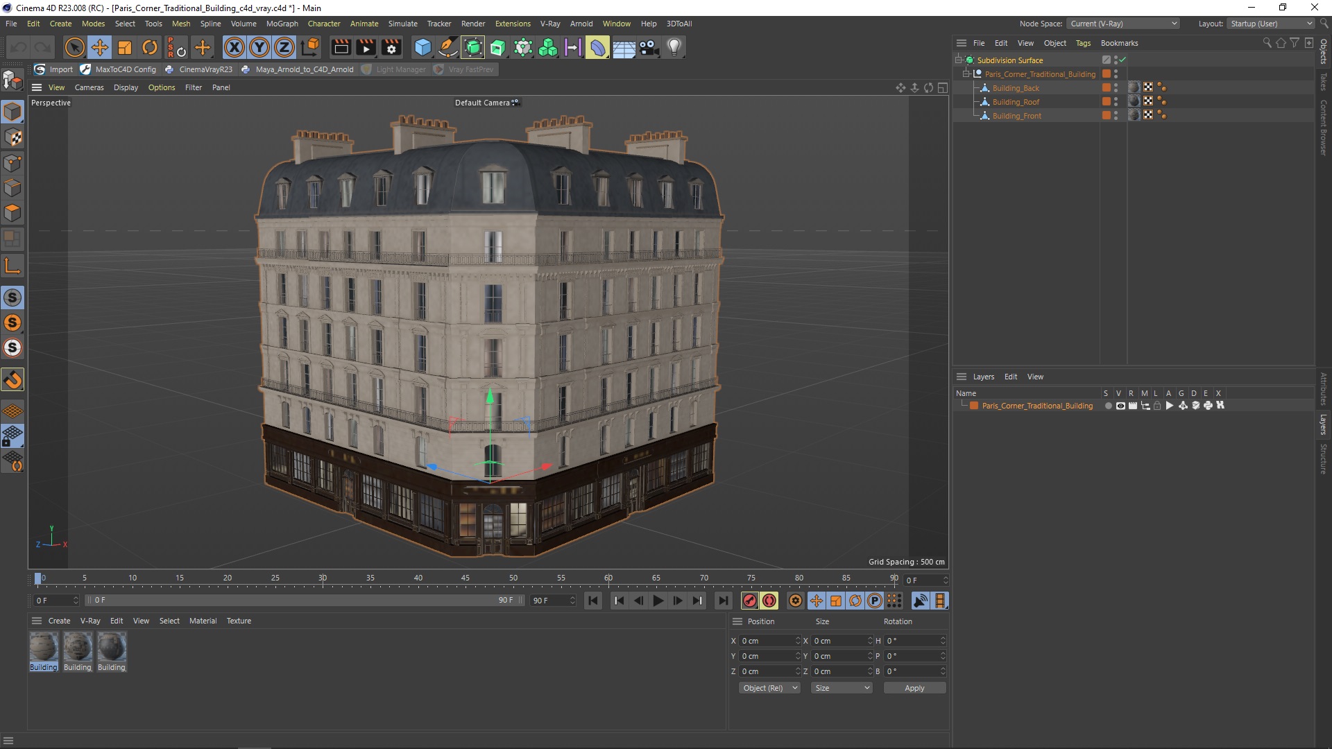 3D Paris Corner Traditional Building model