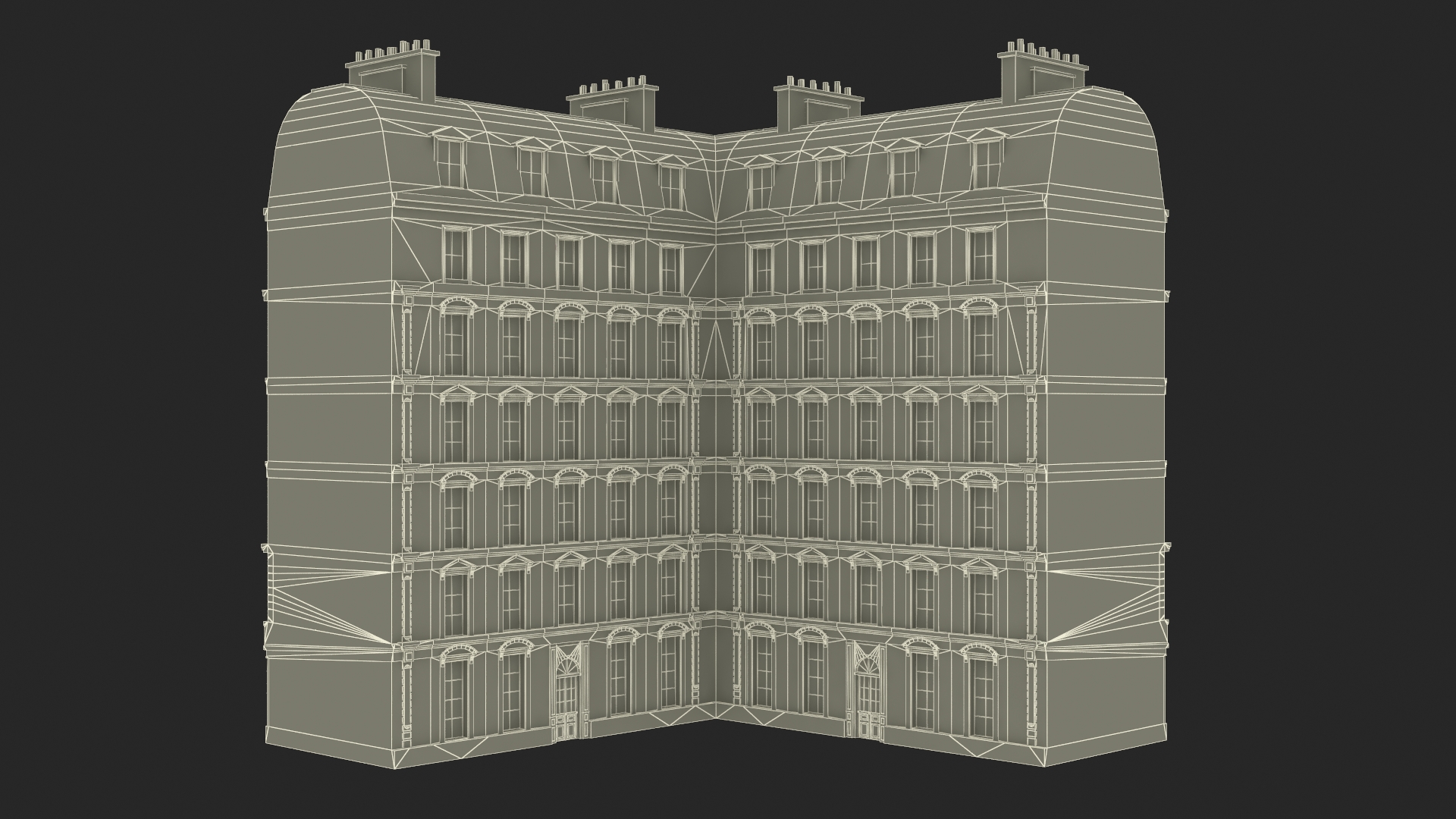 3D Paris Corner Traditional Building model