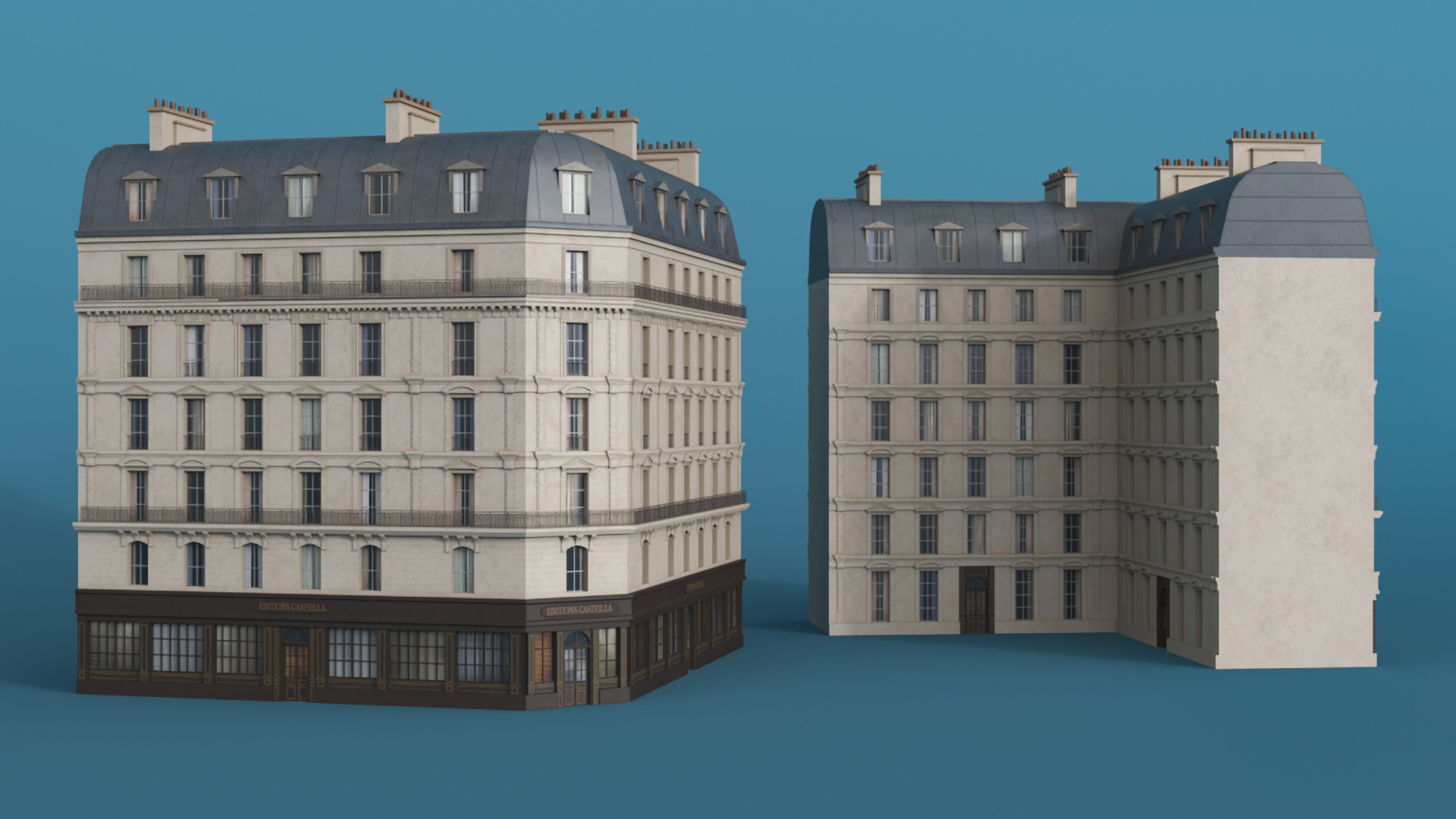 3D Paris Corner Traditional Building model