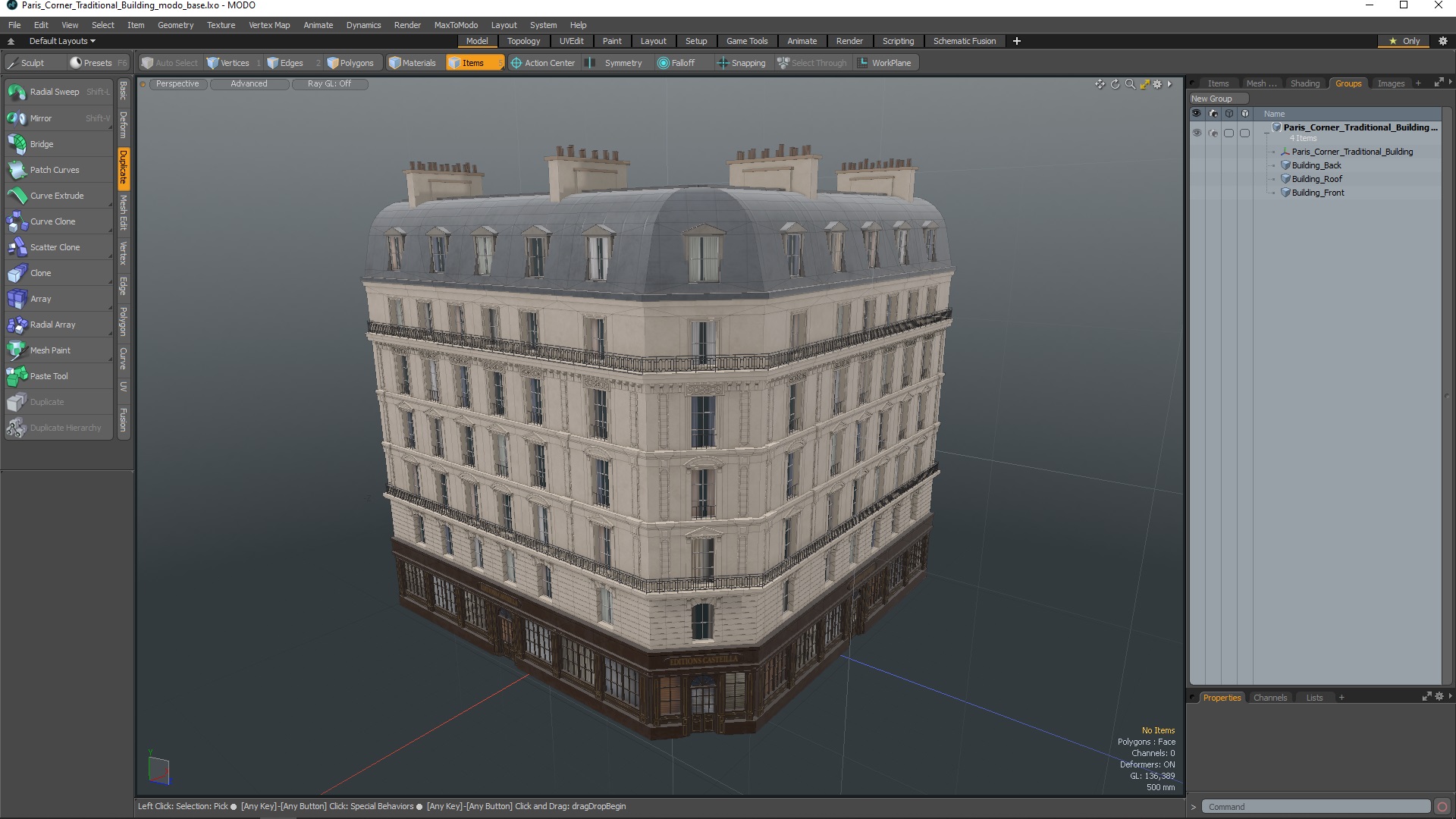 3D Paris Corner Traditional Building model