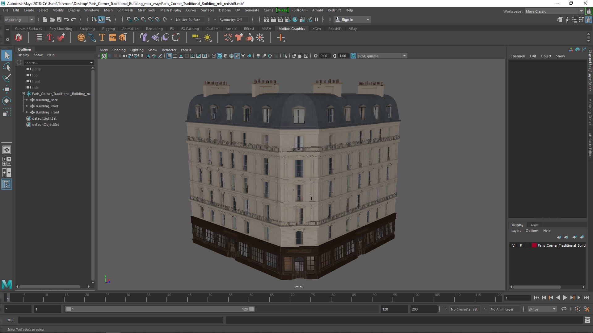 3D Paris Corner Traditional Building model