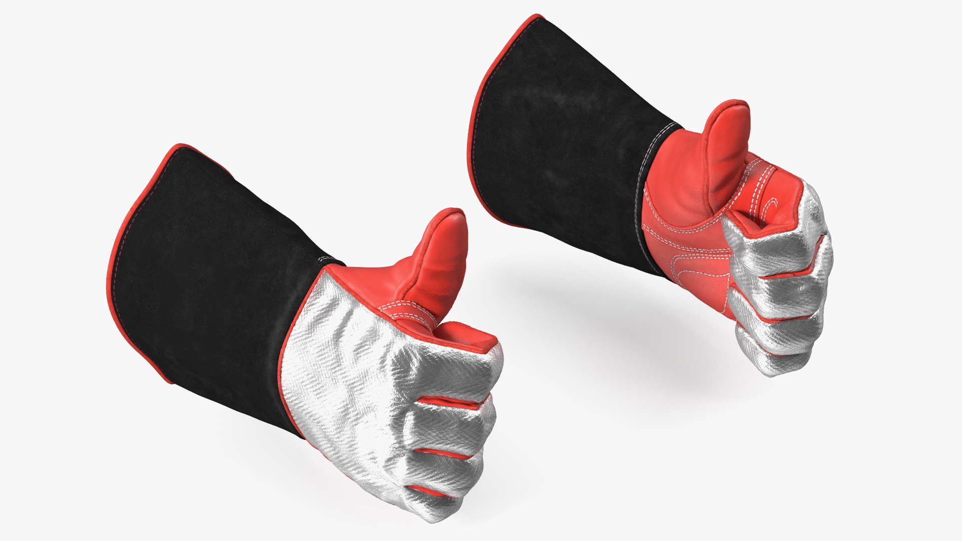 Heat Resistant Welding Gloves Thumbs Up Gesture 3D