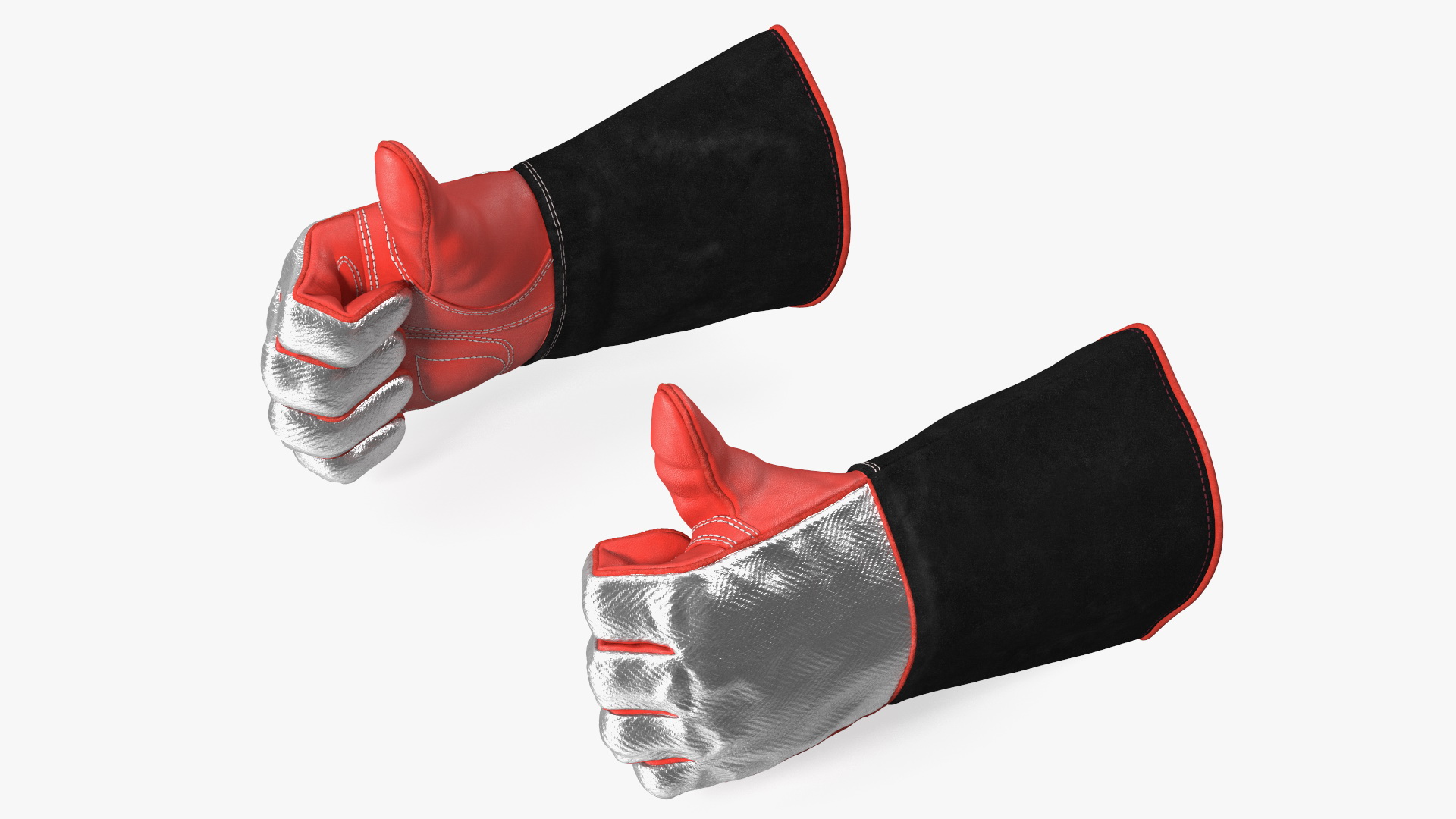 Heat Resistant Welding Gloves Thumbs Up Gesture 3D