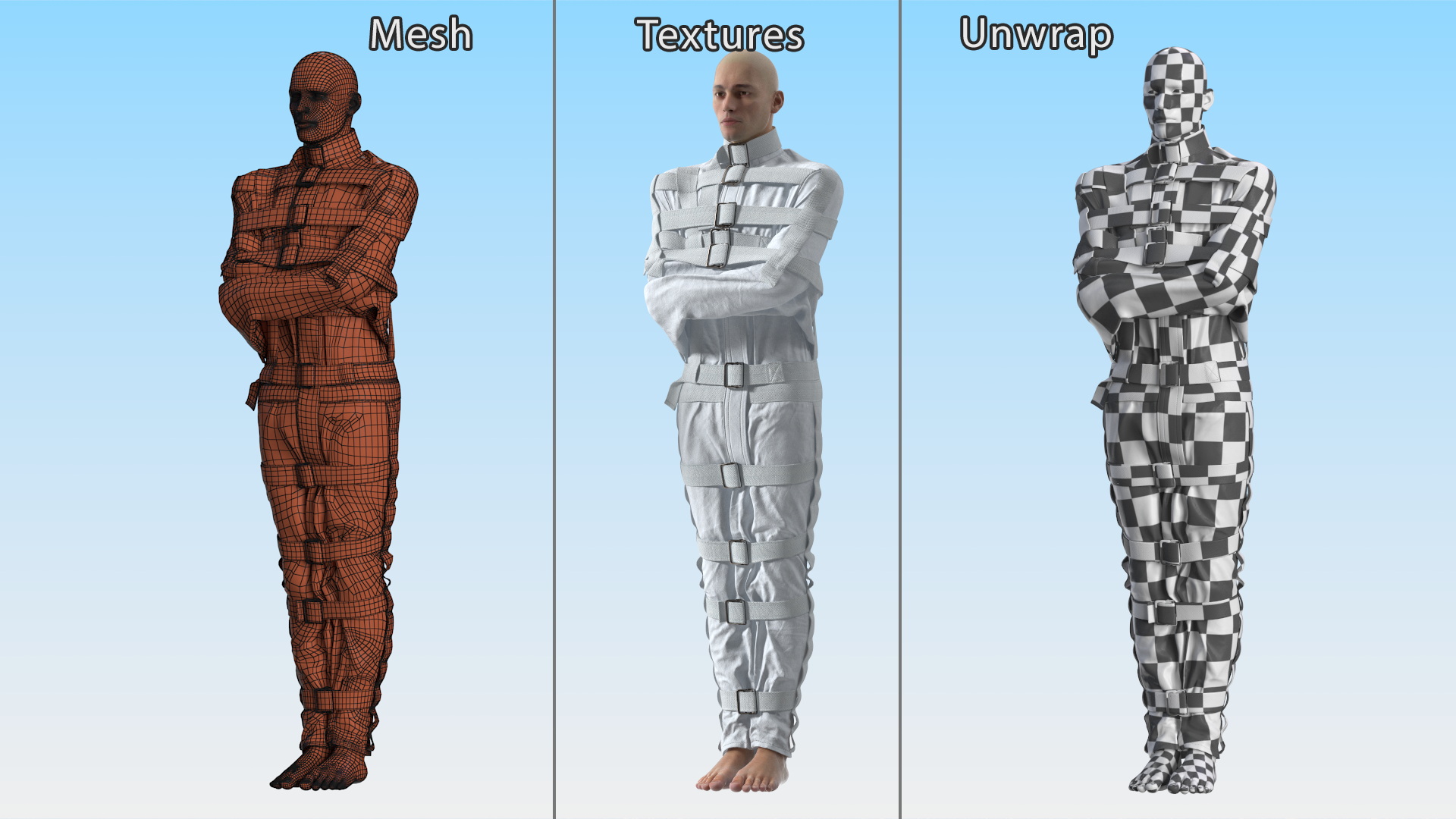 Male Figure in Straitjacket 3D