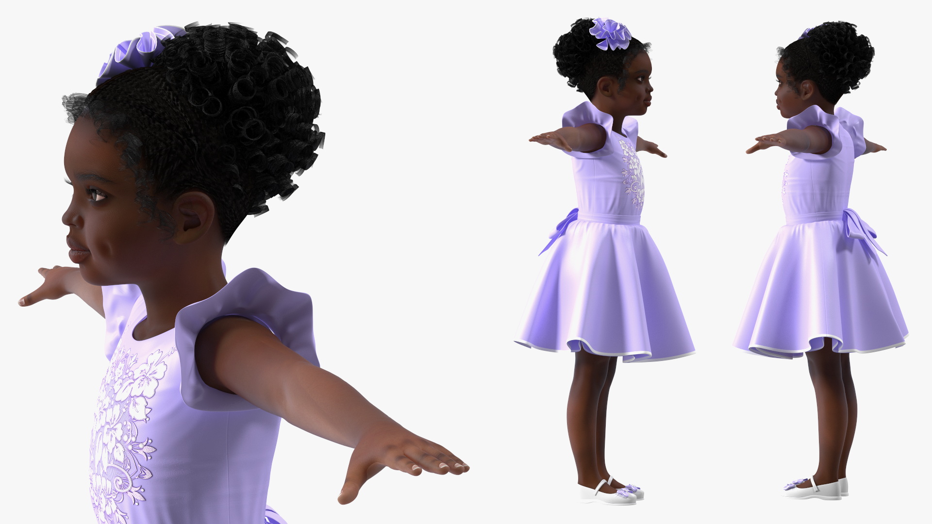 3D model Dance Style Black Child Girl T-Pose