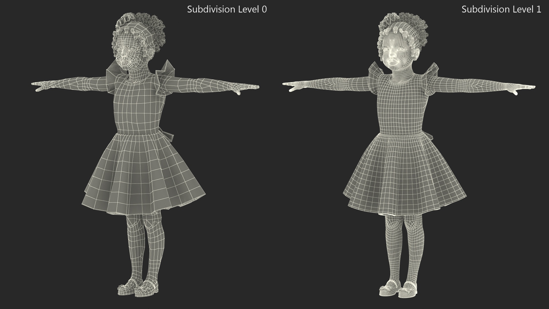 3D model Dance Style Black Child Girl T-Pose