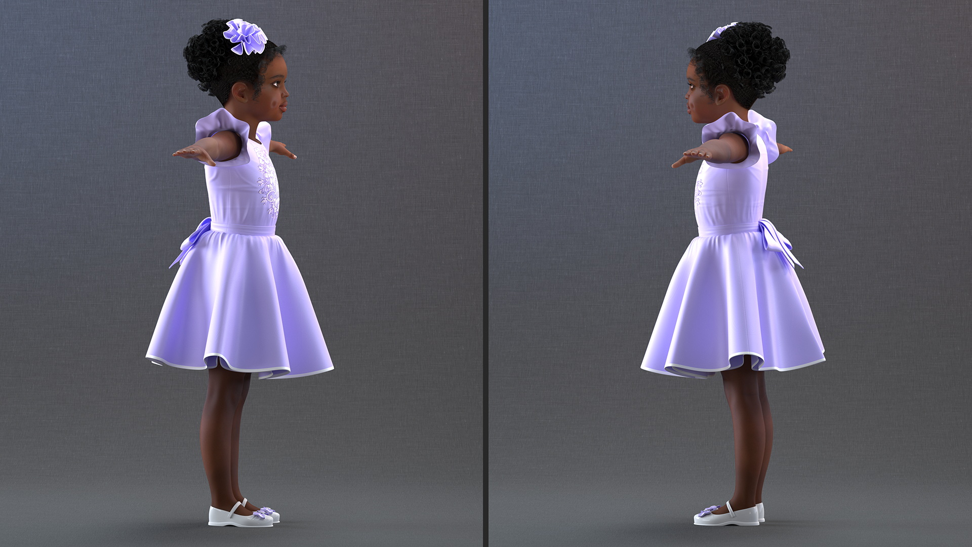 3D model Dance Style Black Child Girl T-Pose