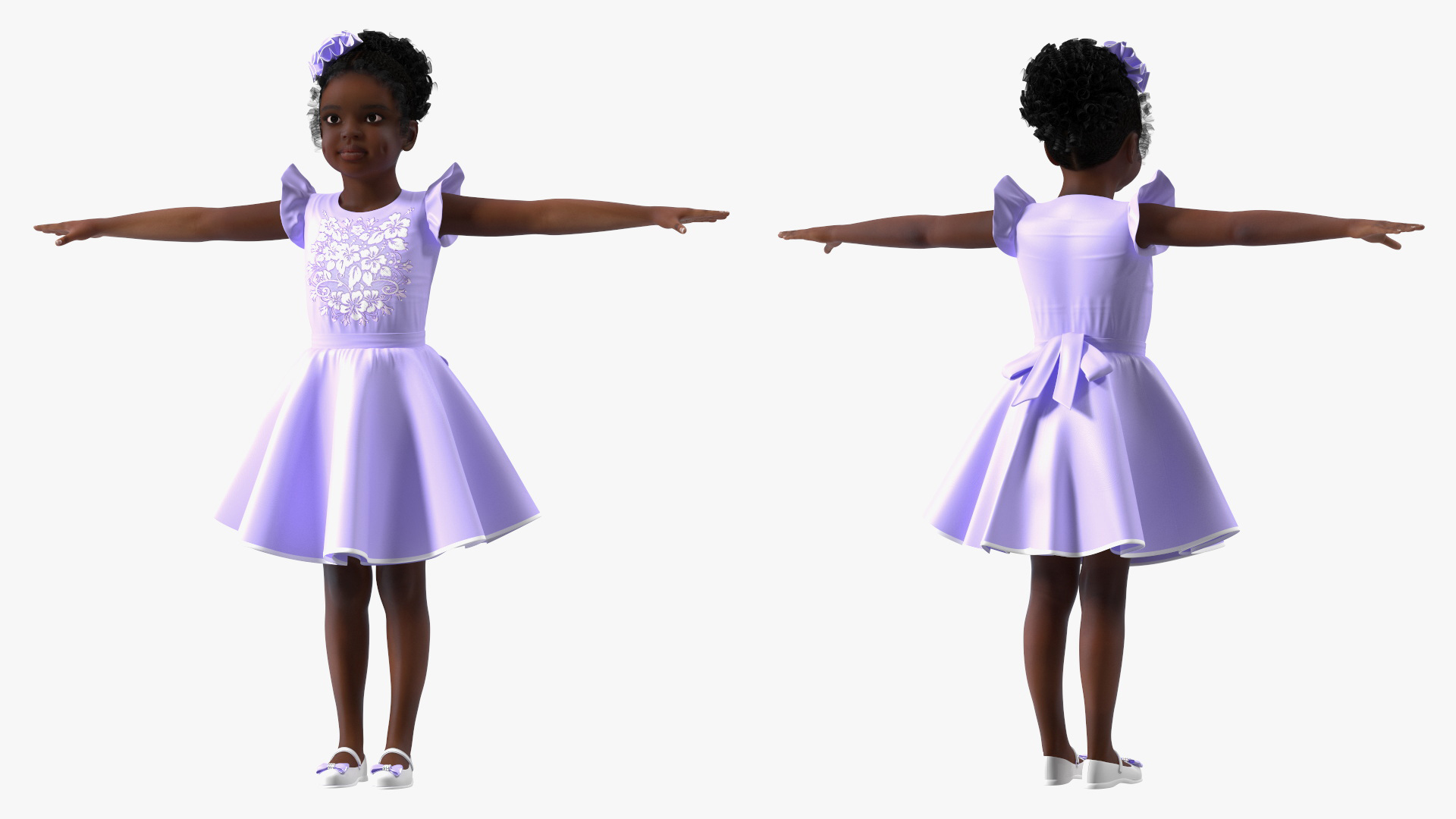 3D model Dance Style Black Child Girl T-Pose