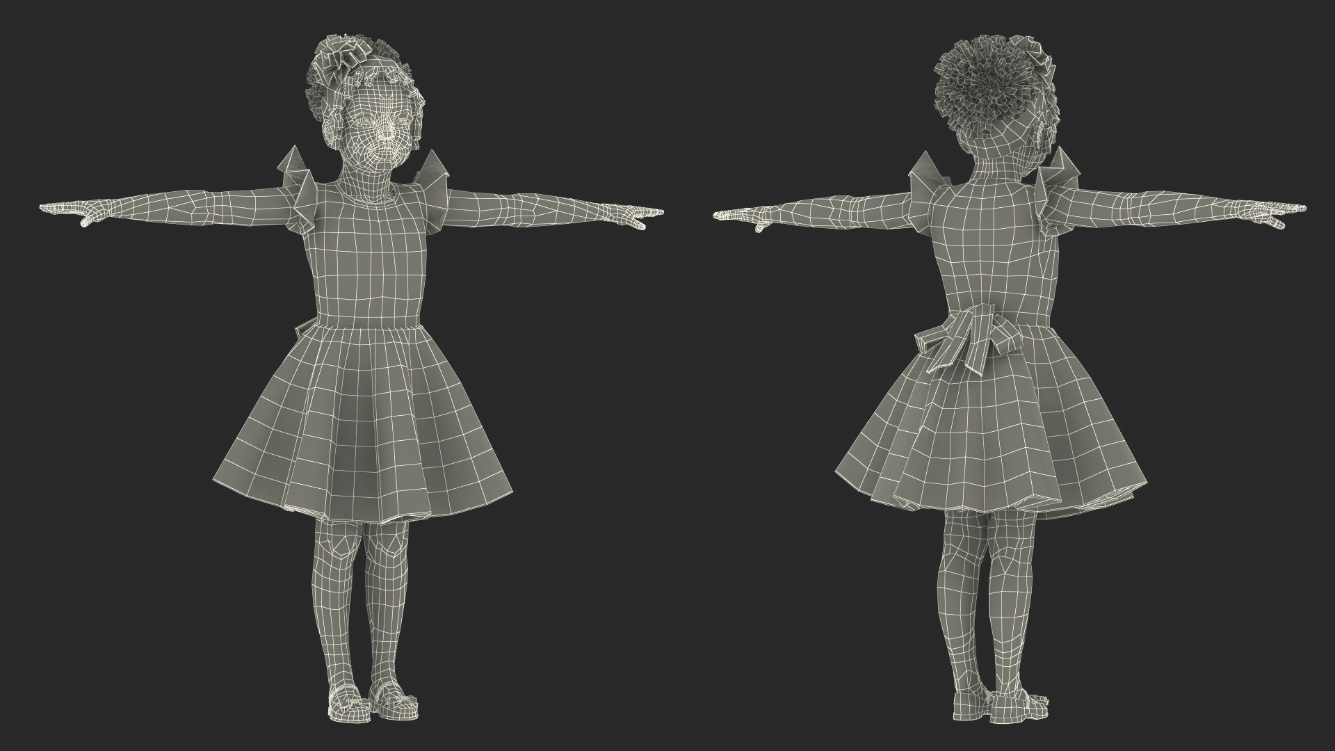 3D model Dance Style Black Child Girl T-Pose