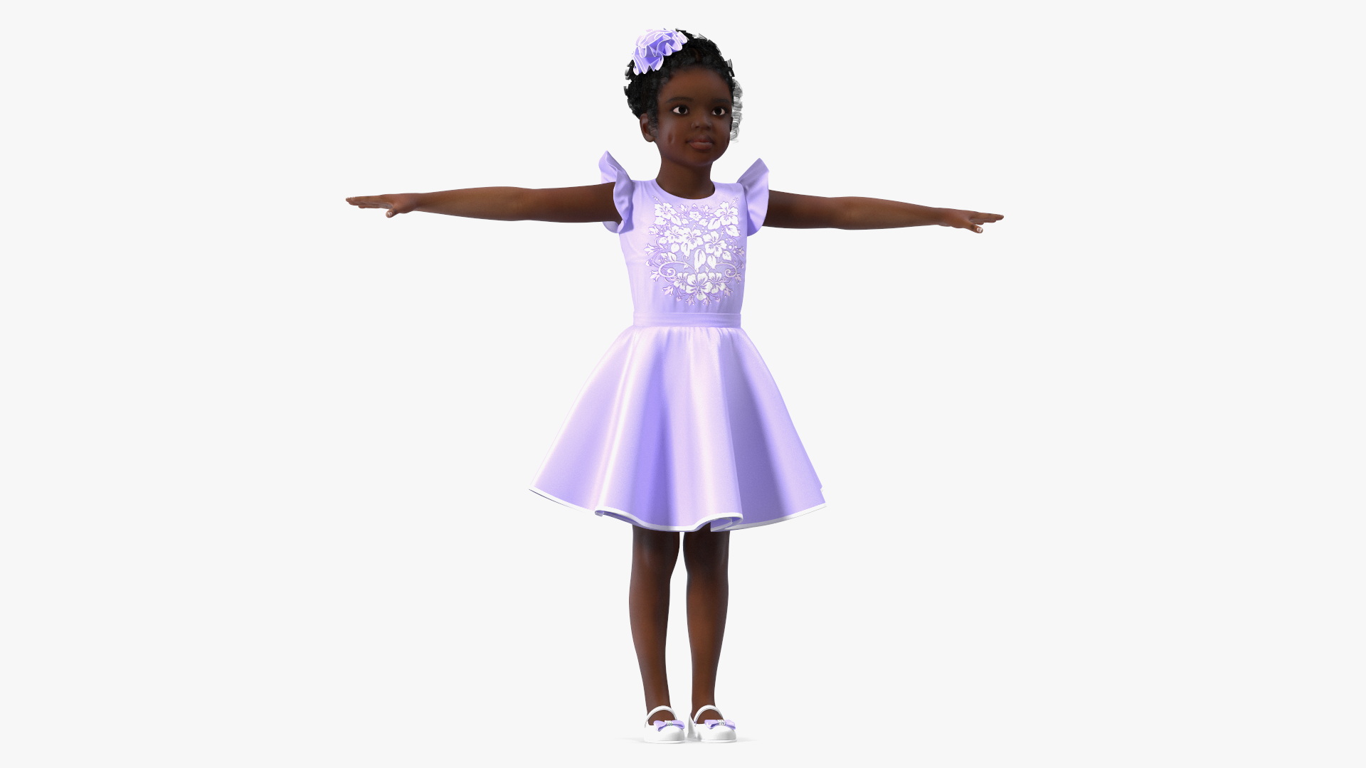 3D model Dance Style Black Child Girl T-Pose