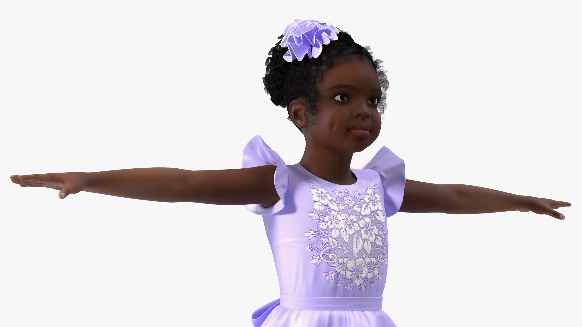 3D model Dance Style Black Child Girl T-Pose