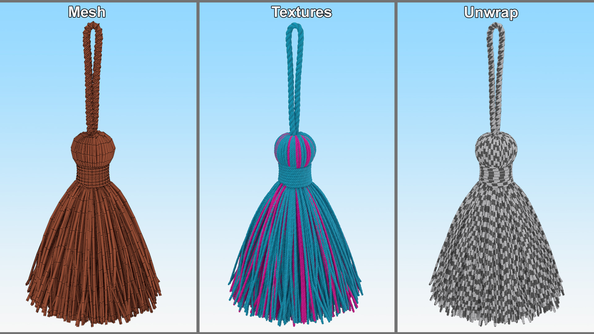 Wool Tassel Multicolor 3D