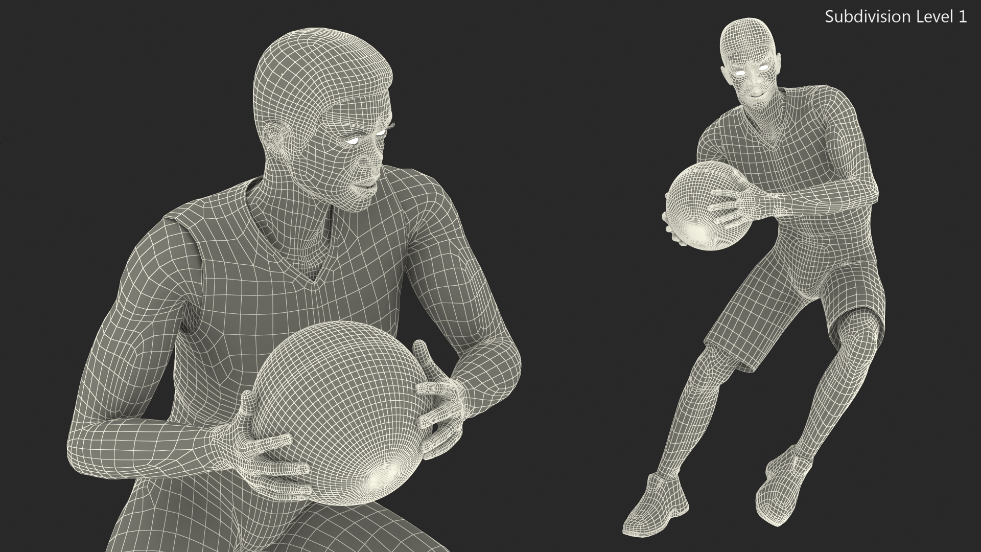 3D model Light Skin Teenager Basketball Player Playing Pose