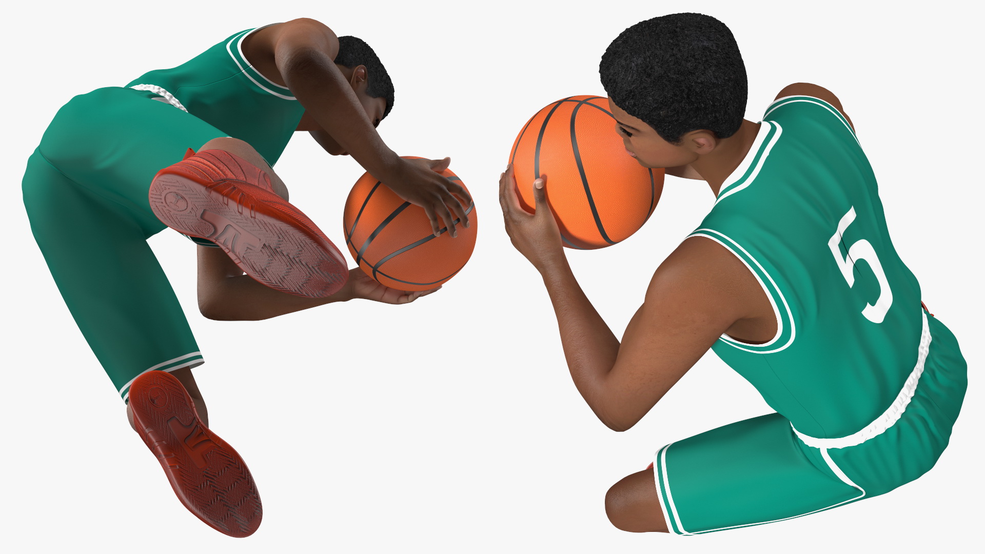 3D model Light Skin Teenager Basketball Player Playing Pose