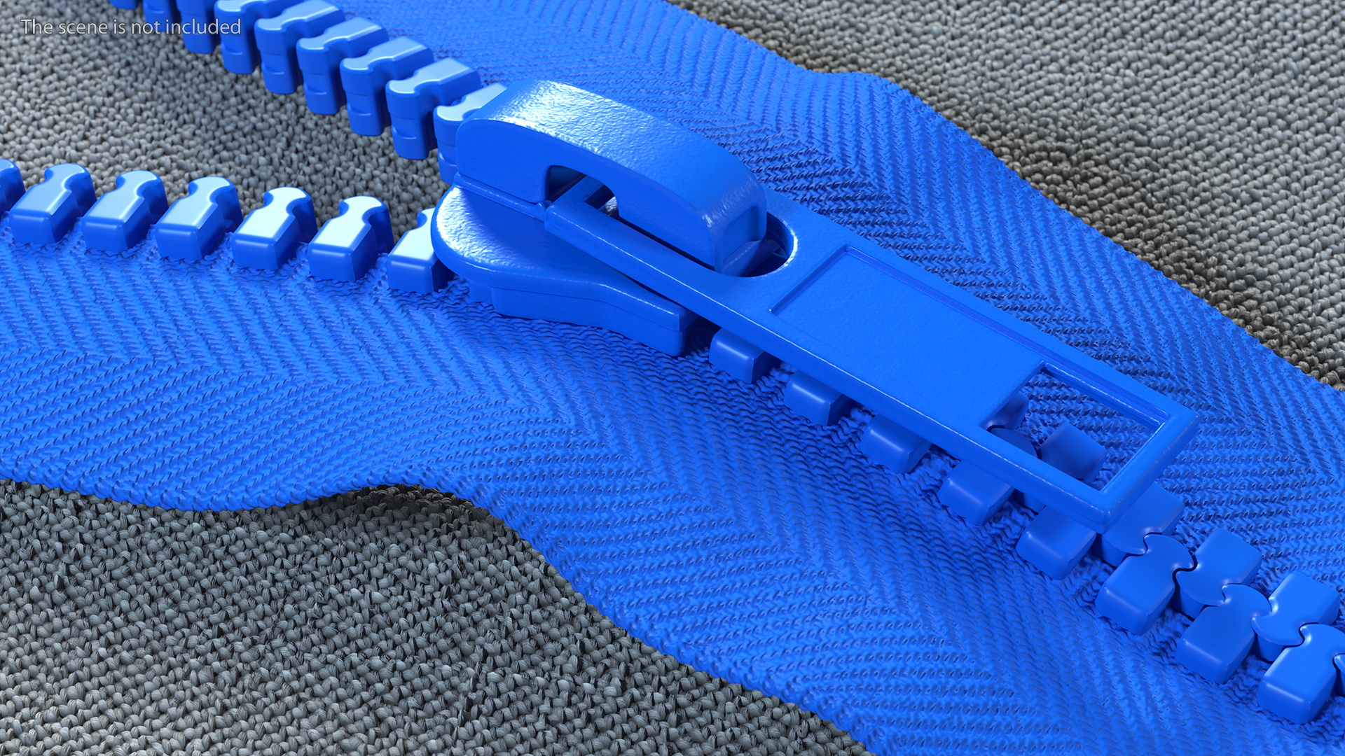 3D Two Sided Plastic Zipper Opened Blue