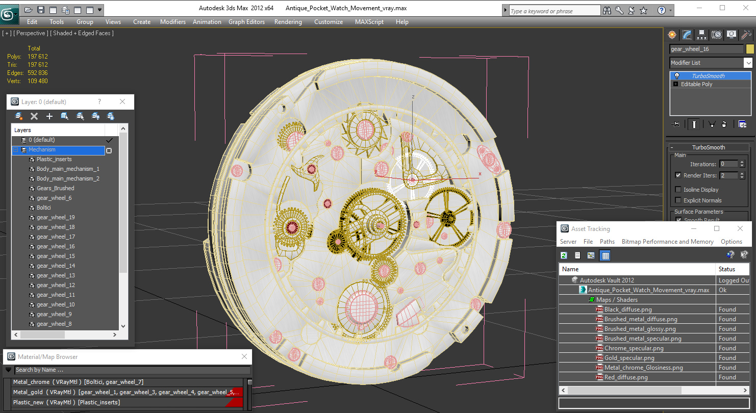 Antique Pocket Watch Movement 3D model