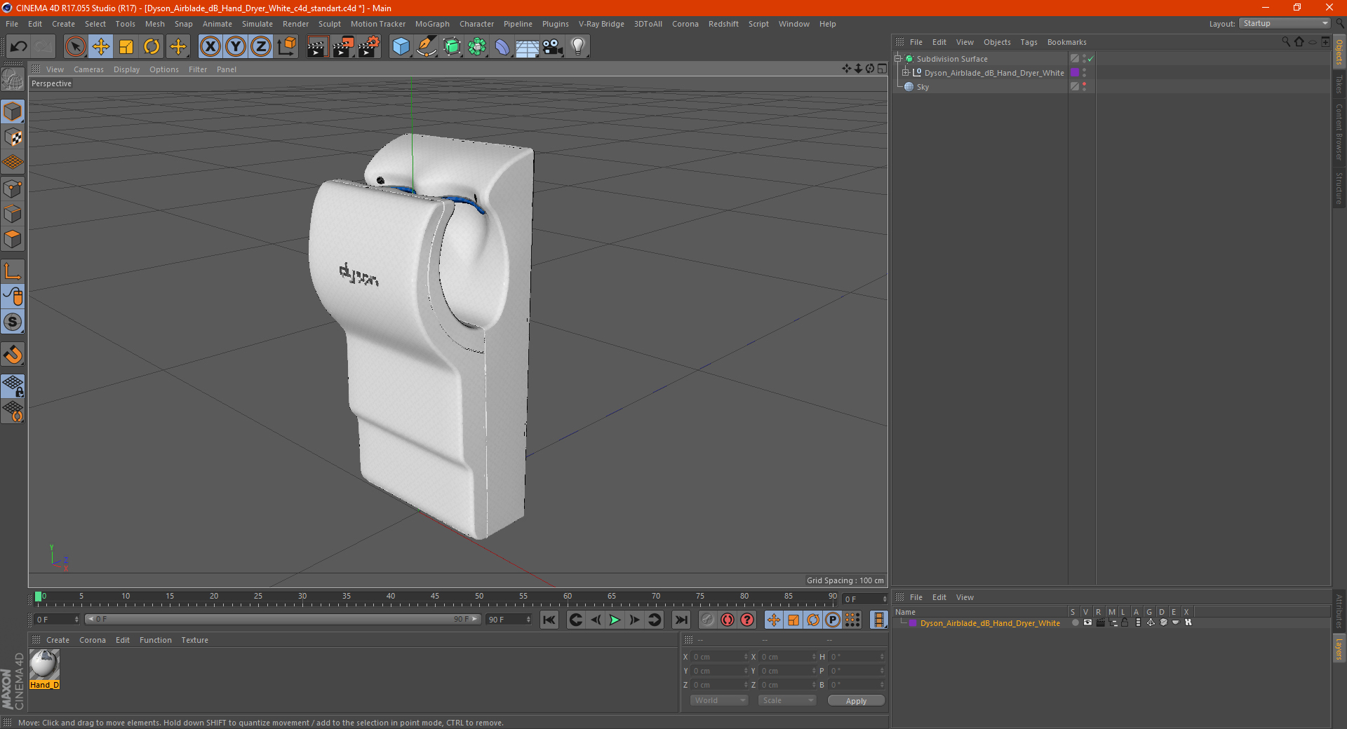 Dyson Airblade dB Hand Dryer White 3D model