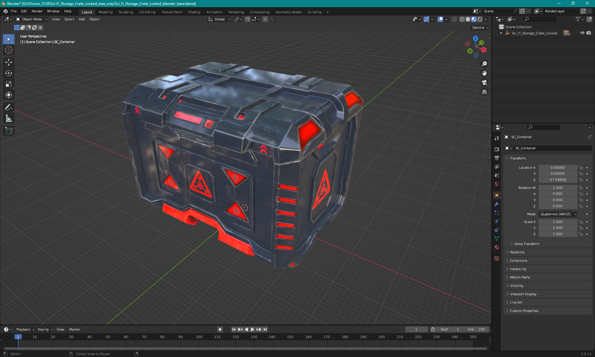 Sci-Fi Storage Crate Locked 3D