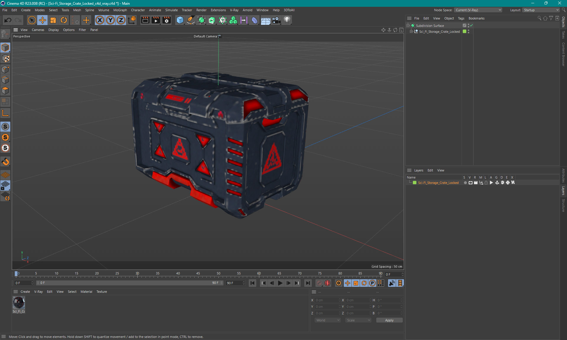 Sci-Fi Storage Crate Locked 3D