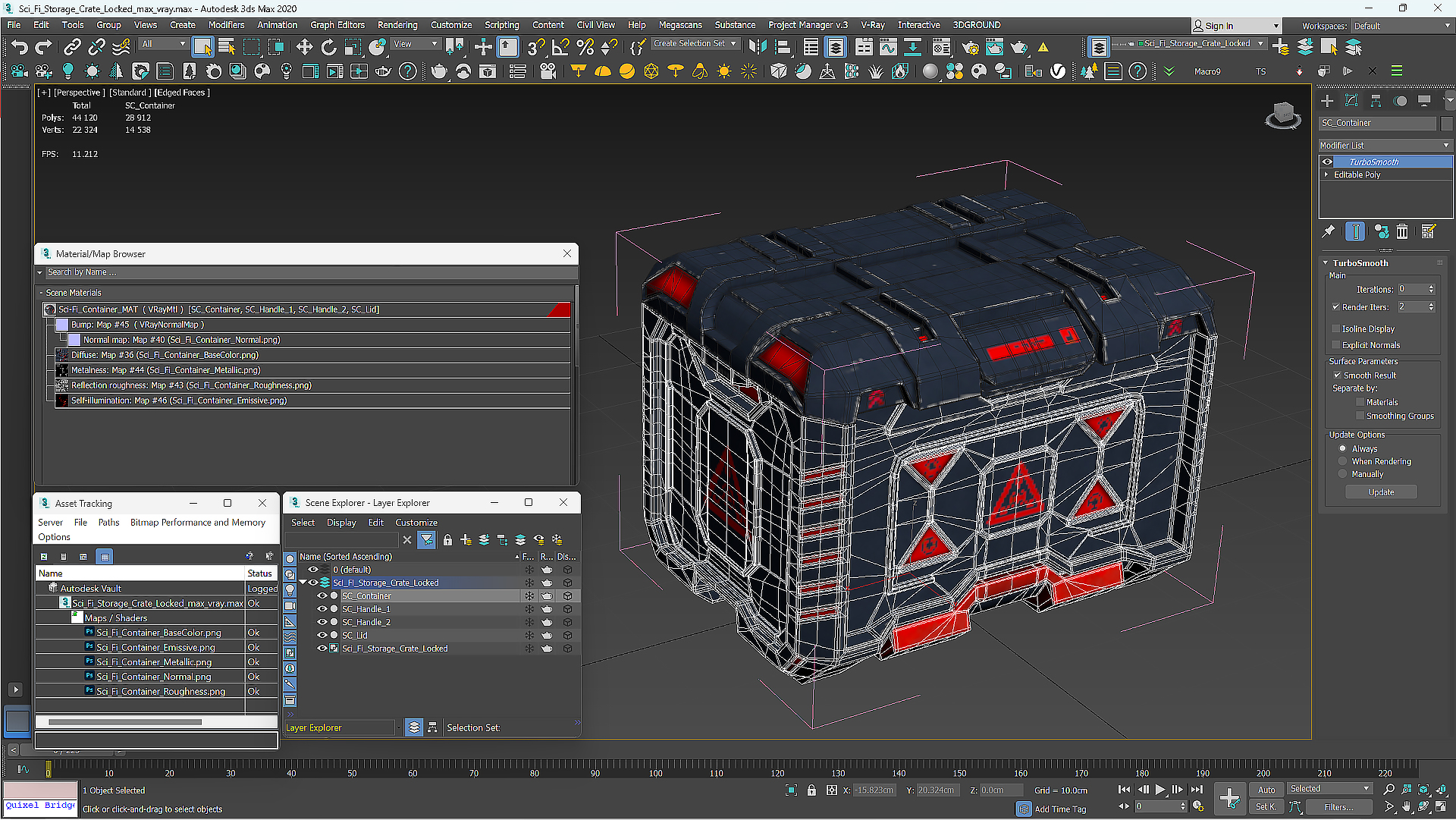 Sci-Fi Storage Crate Locked 3D