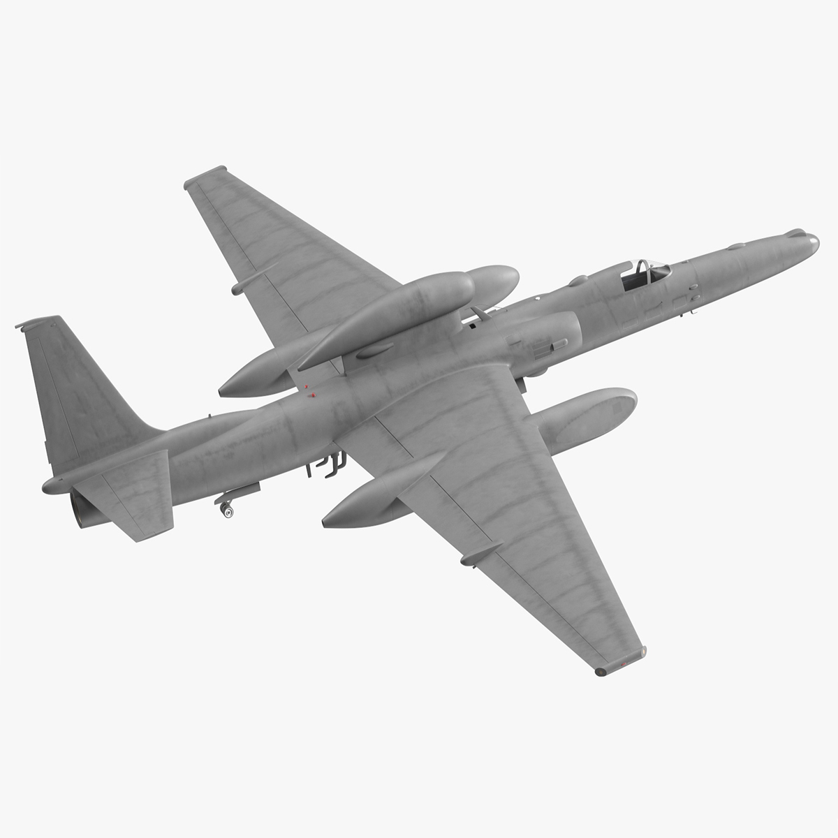 3D model Grey Reconnaissance Aircraft Simple Interior Rigged for Maya