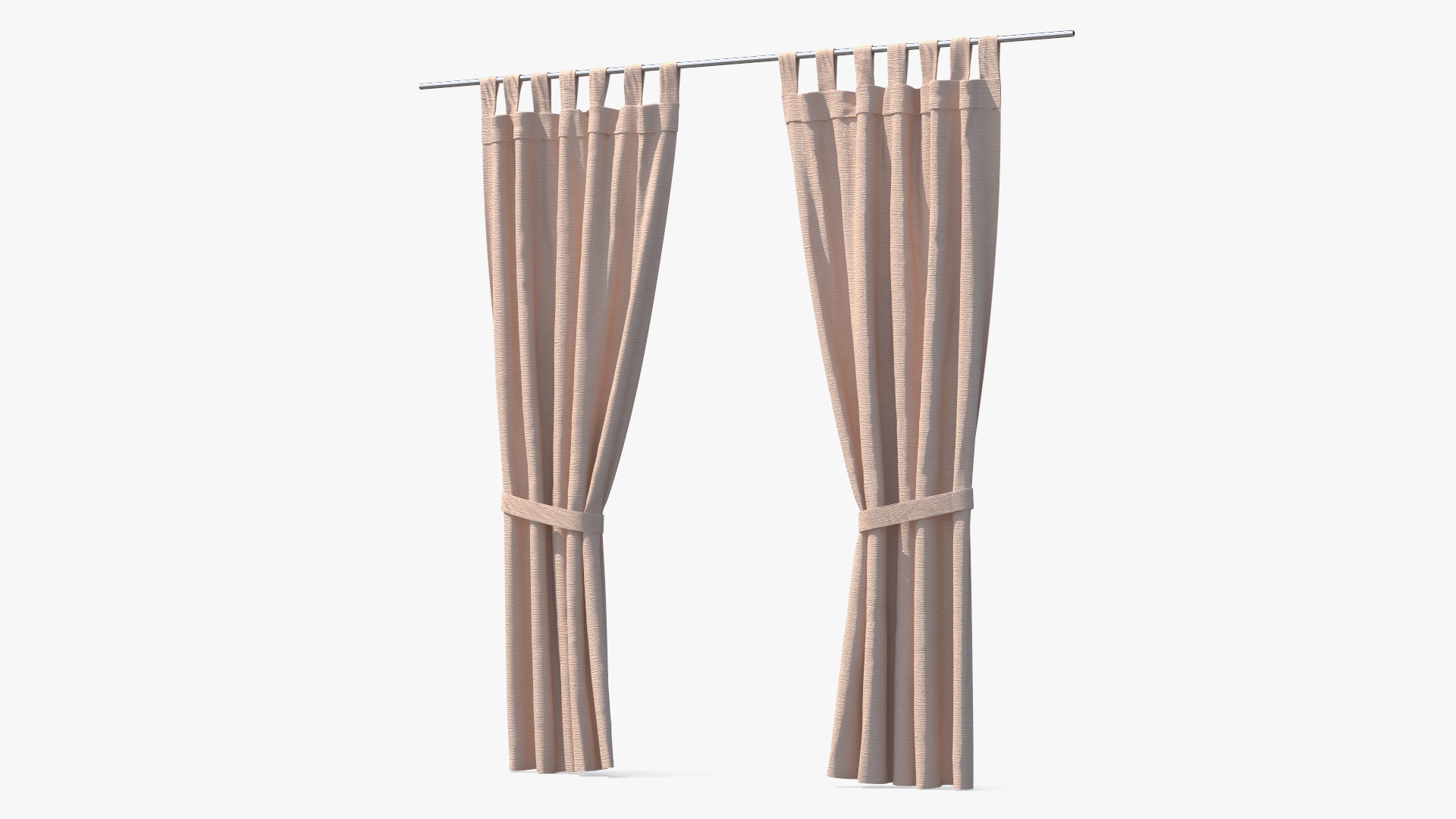 3D Classic Pleated Curtains with Tiebacks model