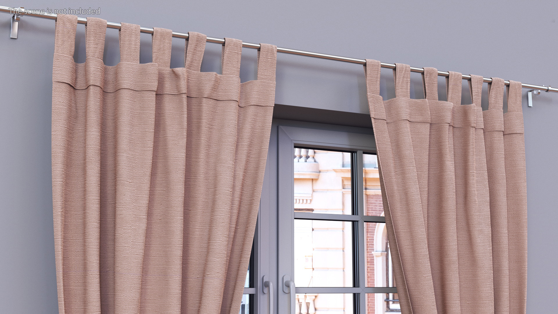 3D Classic Pleated Curtains with Tiebacks model