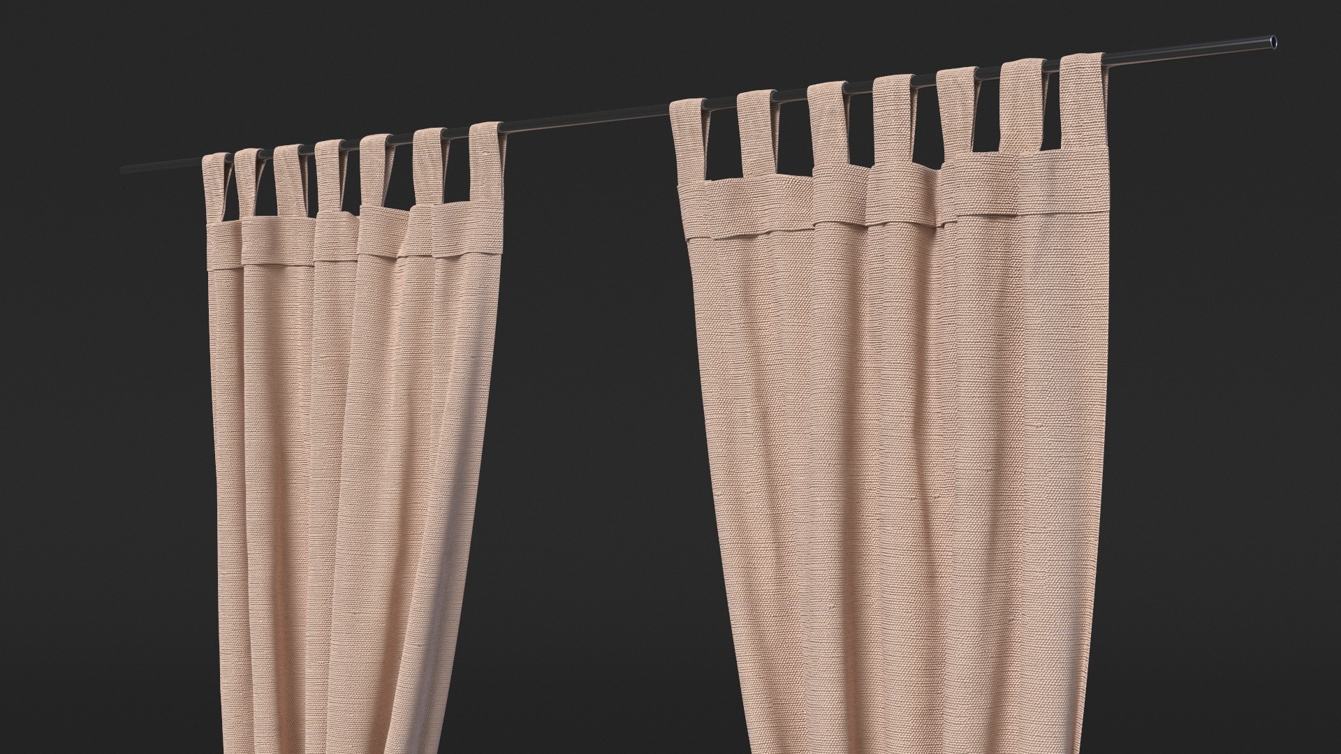 3D Classic Pleated Curtains with Tiebacks model