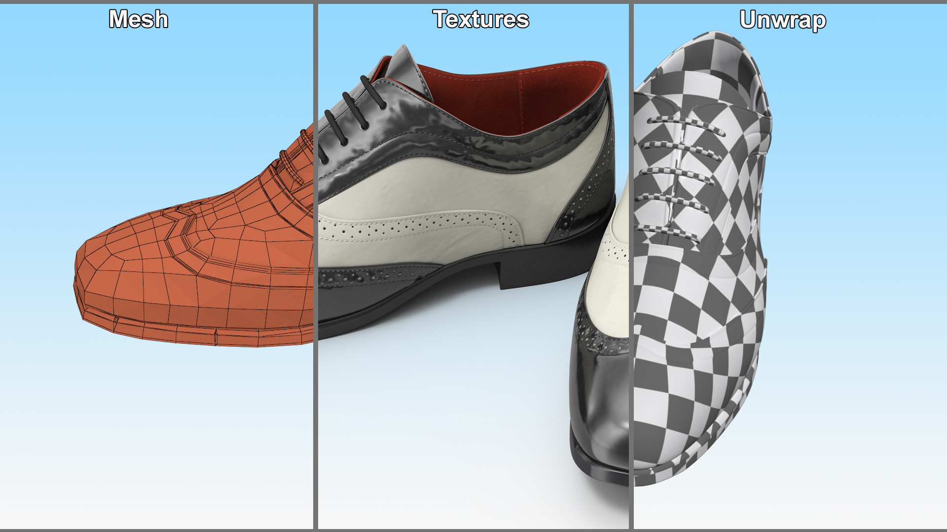 3D Classic Mens Wingtip Shoes