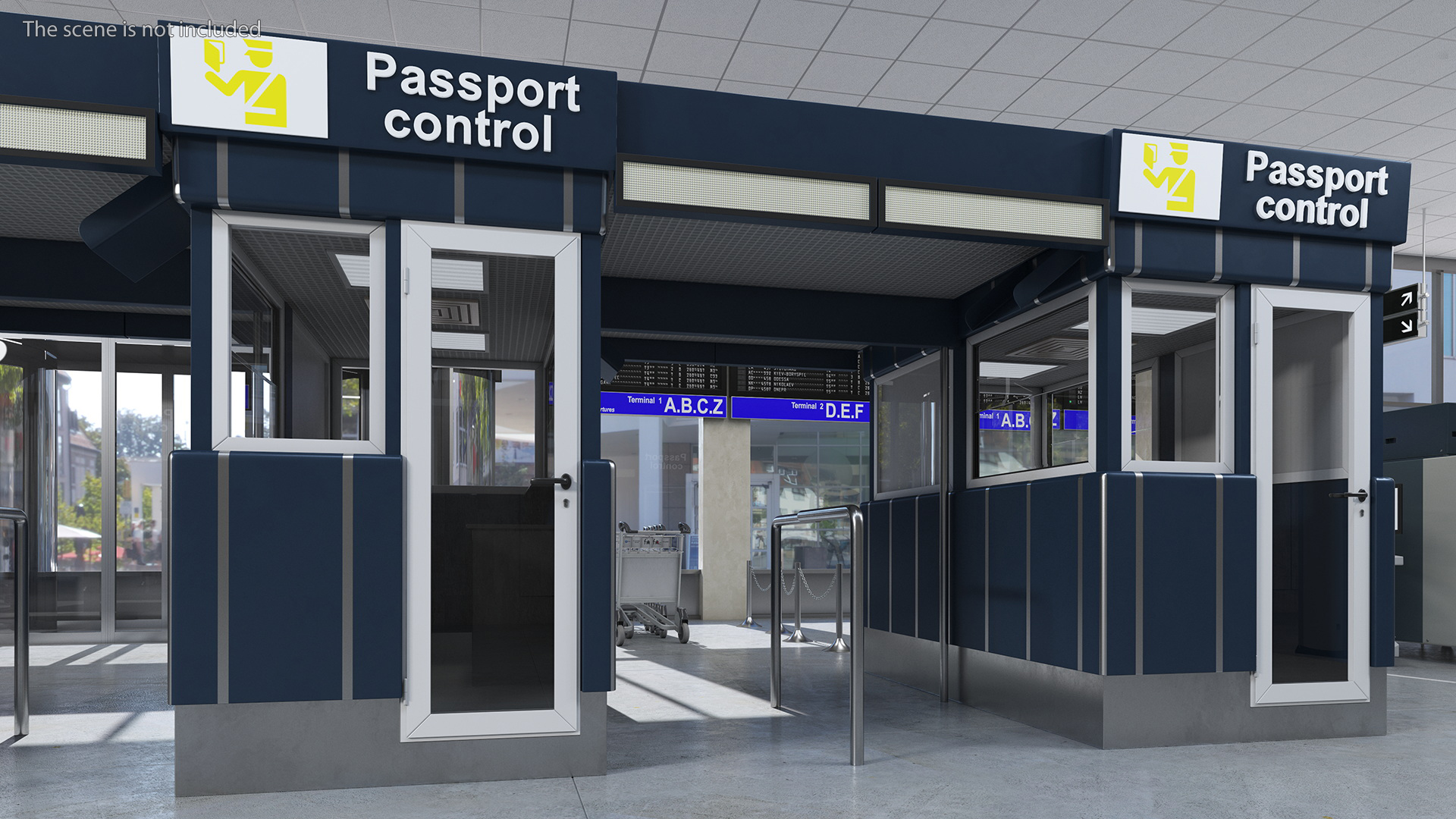 3D model Airport Border Control Counter Blue