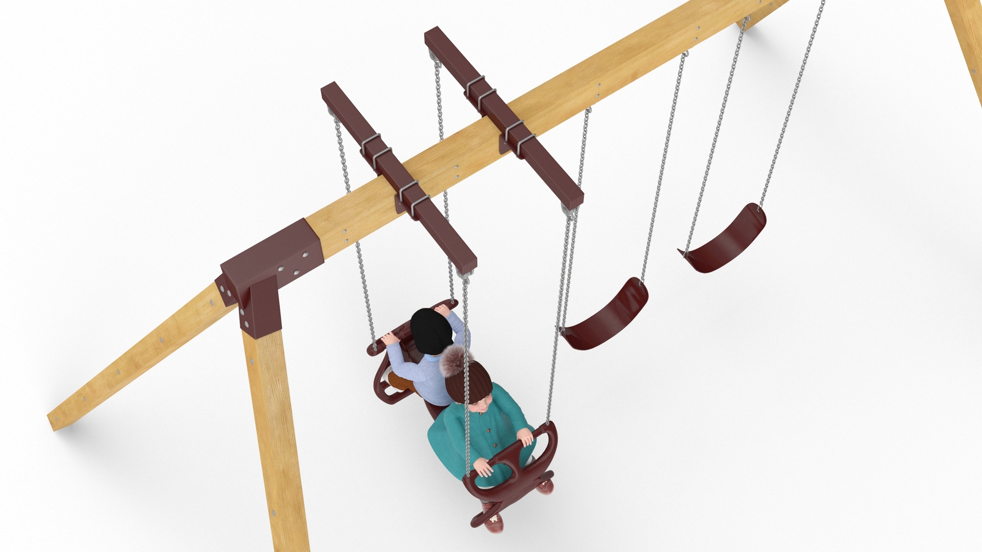 Little Twins on Swing Fur Rigged 3D