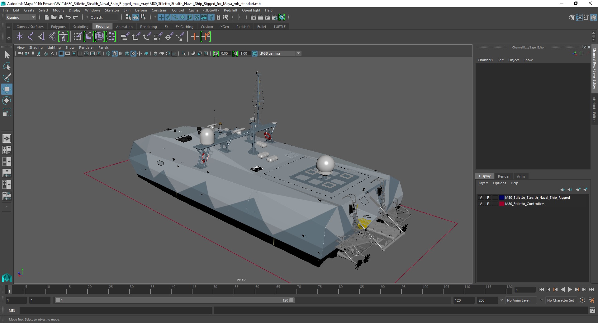 M80 Stiletto Stealth Naval Ship Rigged for Maya 3D