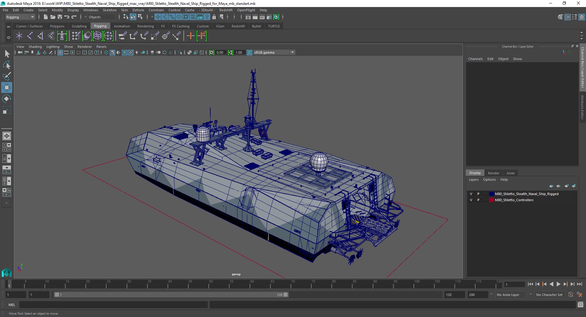 M80 Stiletto Stealth Naval Ship Rigged for Maya 3D