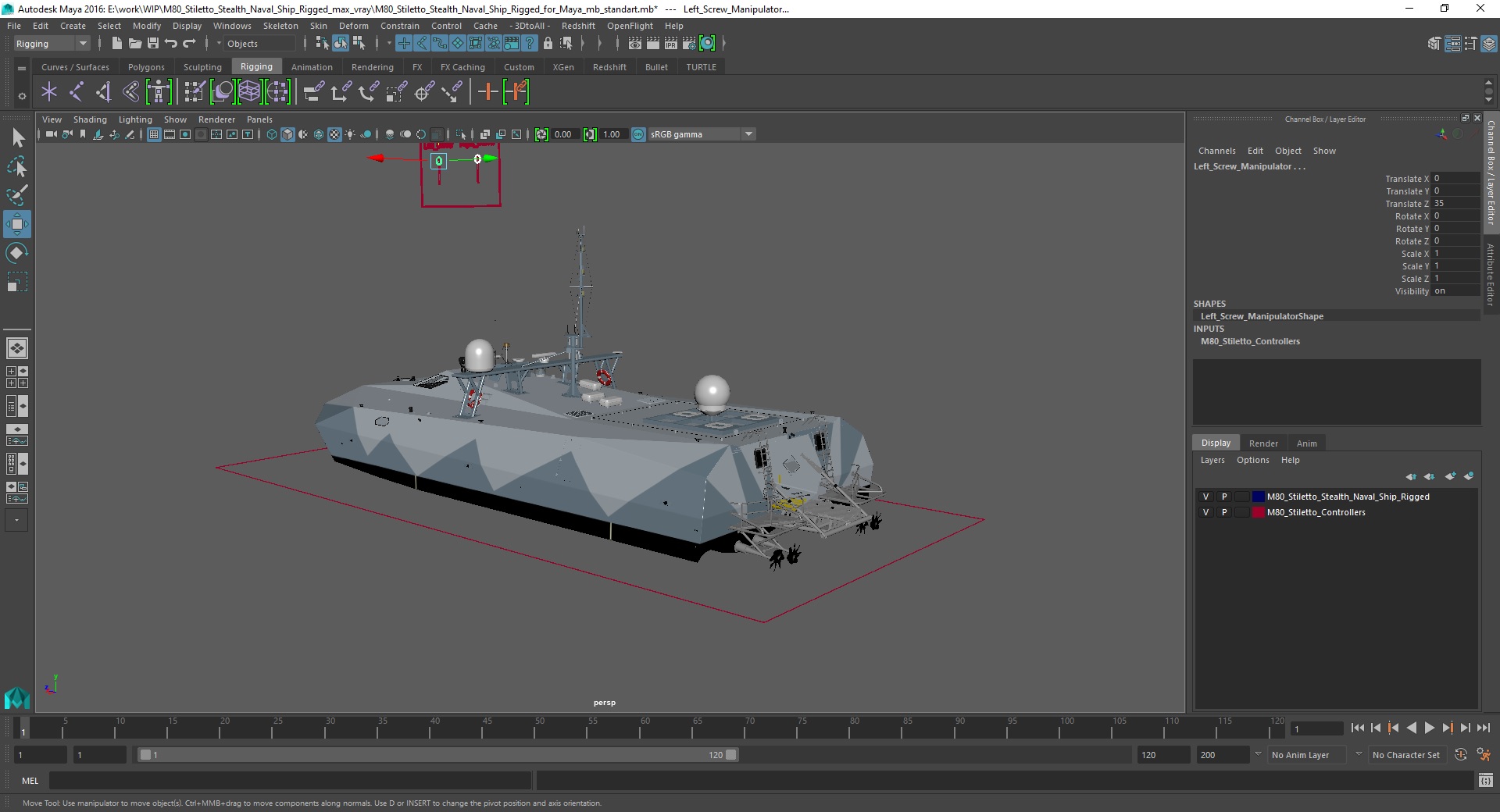 M80 Stiletto Stealth Naval Ship Rigged for Maya 3D