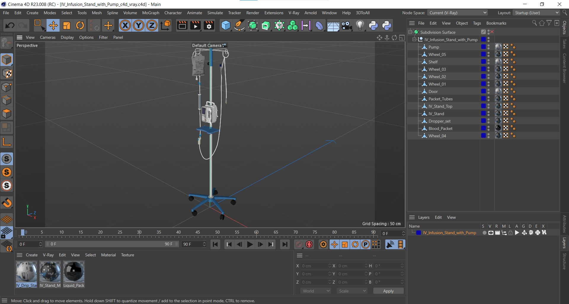 IV Infusion Stand with Pump 3D